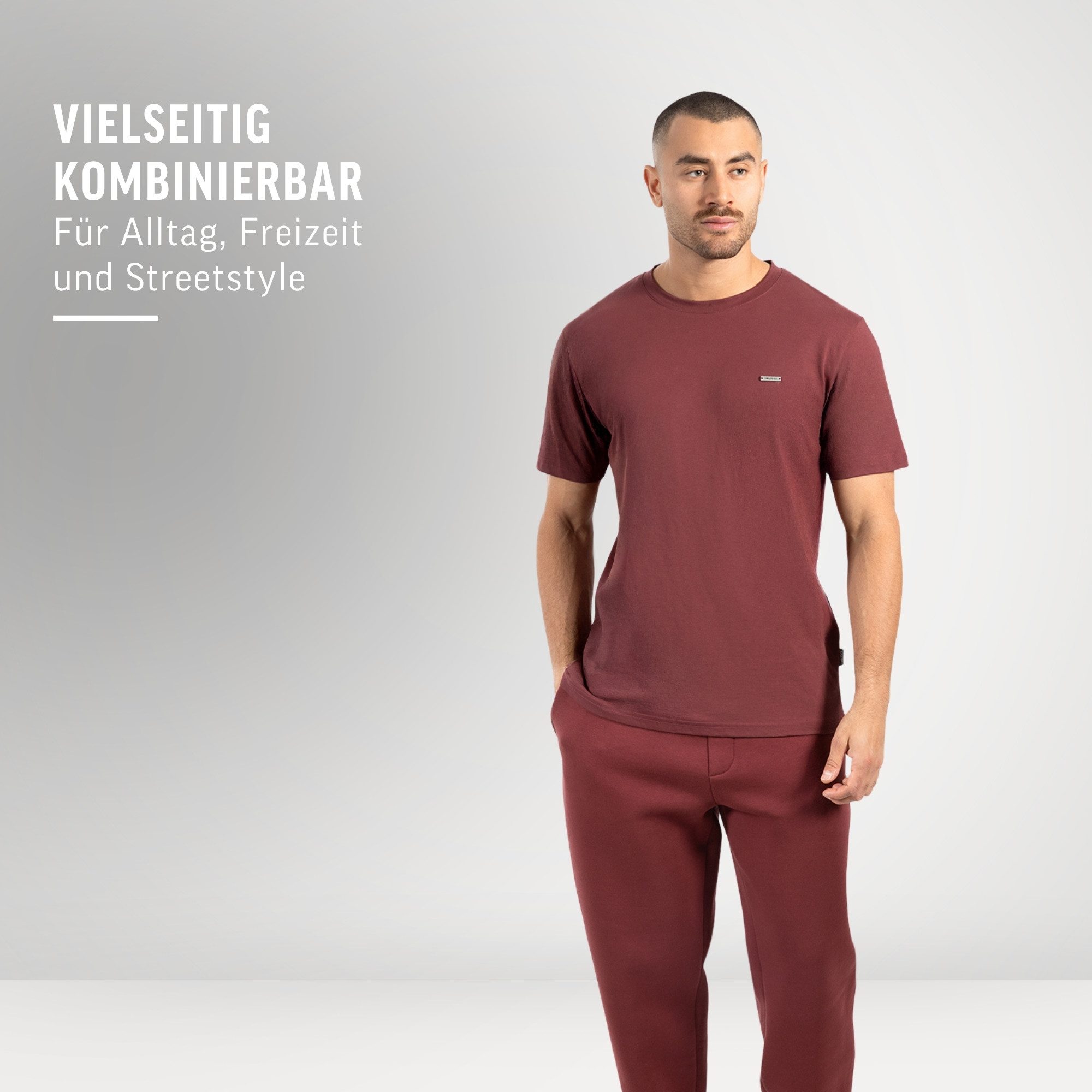 Smilodox T-Shirt Ilyas, Komfortables Herren-Shirt, Weiche hochwertige Baumwolle Schlichtes Oberteil Metalllabel Vielseitig kombinierbar Freizeit
