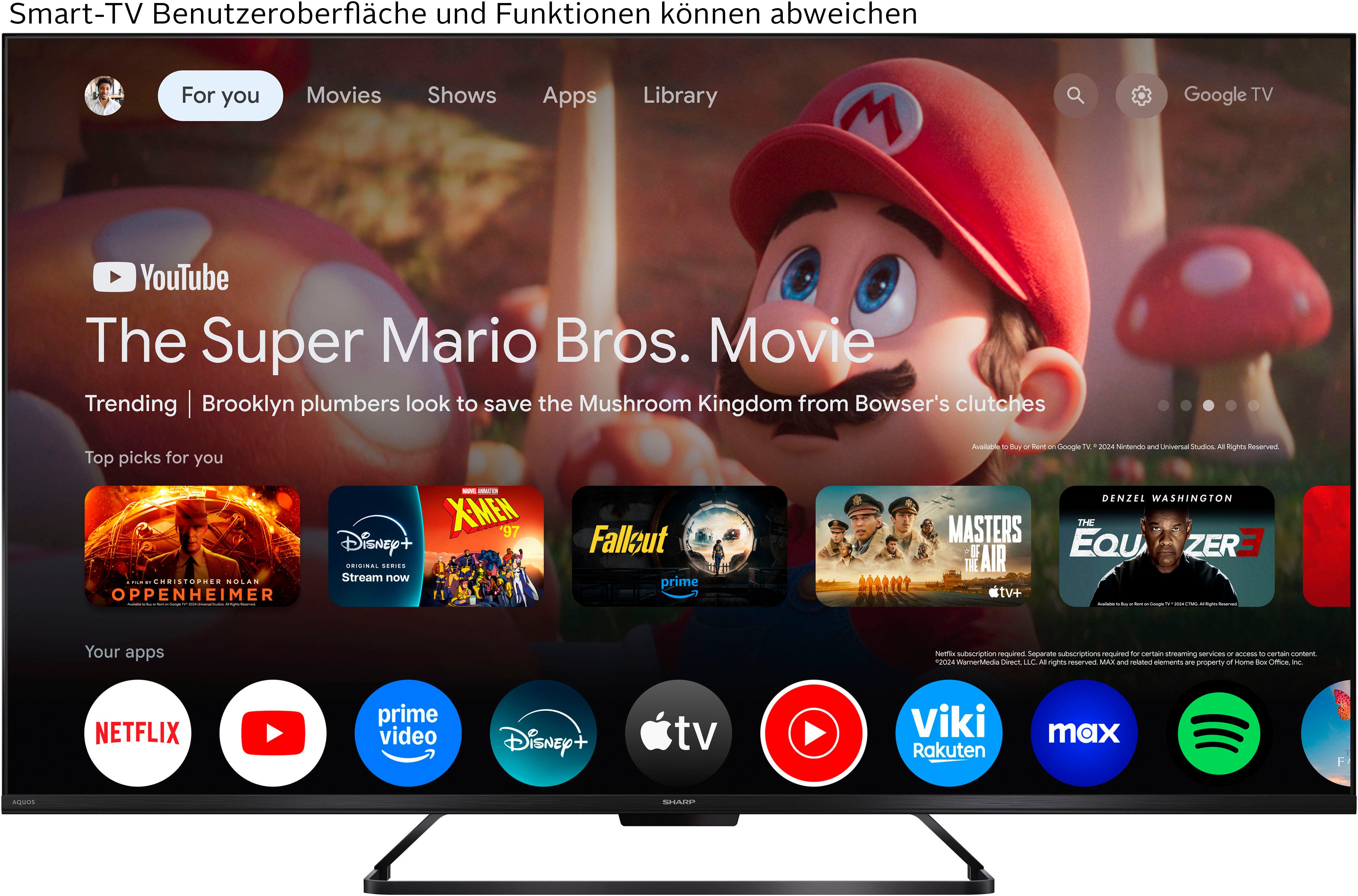 Sharp 4T-C55HRx QLED-Fernseher (139 cm/55 Zoll, 4K Ultra HD, Smart-TV, Google TV)