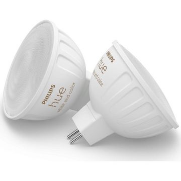 Philips Hue LED-Leuchtmittel White & Color Ambiance LED Lampe GU5,3 Reflektor - MR16 6,3W 400lm, n.v, warmweiss