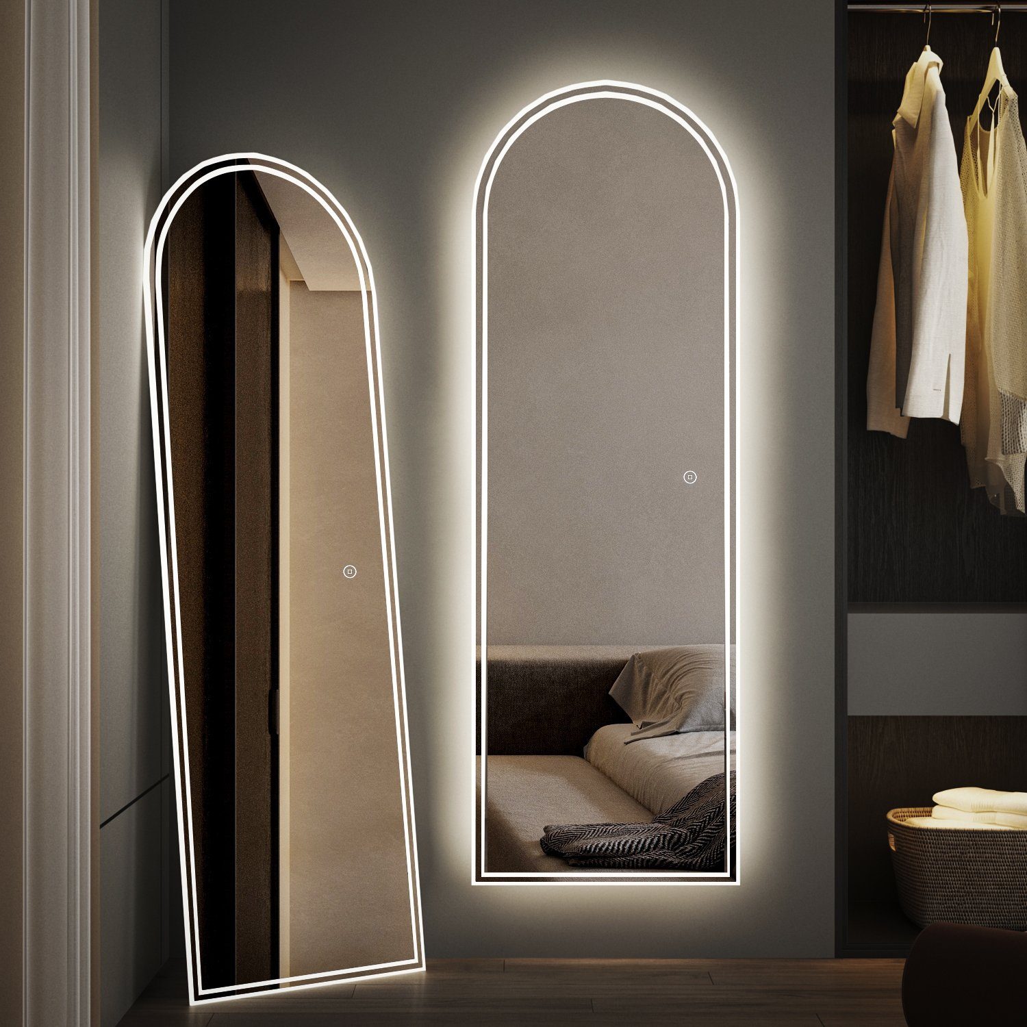 WDWRITTI Ganzkörperspiegel mit beleuchtung Spiegel Led groß 150x50 140x40 3 günstig online kaufen