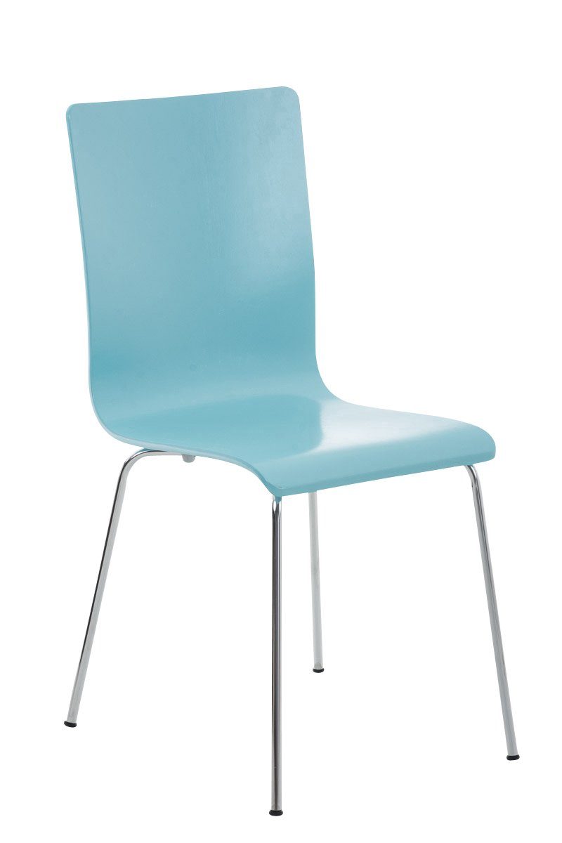 TPFLiving Besucherstuhl Peppo mit ergonomisch geformter Sitzfläche - Konferenzstuhl (Besprechungsstuhl - Warteraumstuhl - Messestuhl), Gestell: Metall chrom - Sitzfläche: Holz hellblau