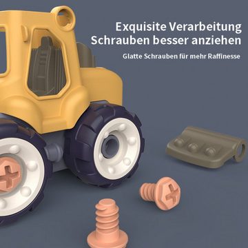 yozhiqu Spielzeug-Bagger Diy Baufahrzeug Bagger Set, Auto zerlegen Kinderspielzeug, (4-tlg), Mit Schraubendreher, DIY, sichere Materialien, Denken verbessern