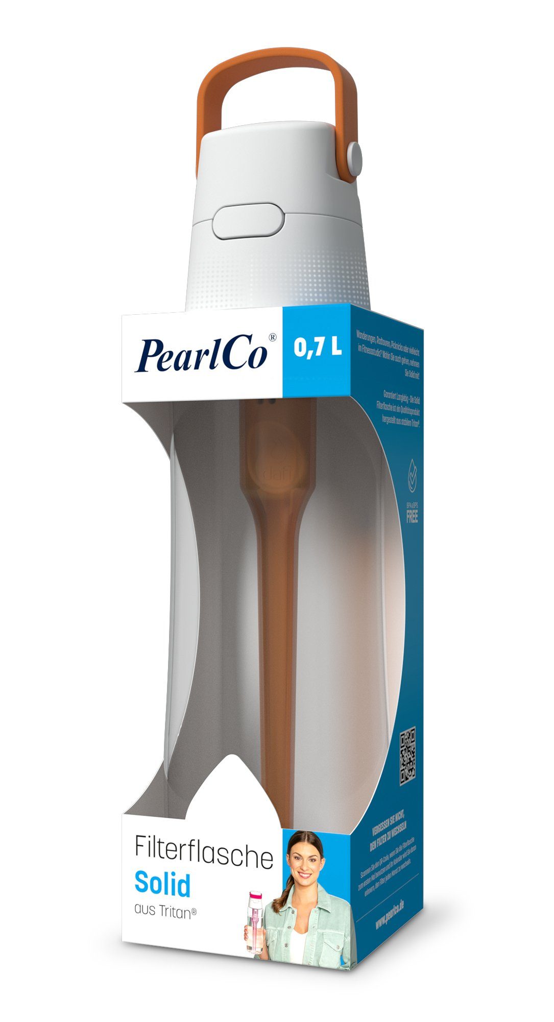 PearlCo Trinkflasche Trinkflasche SOLID mit Filter 0,7 Liter orange