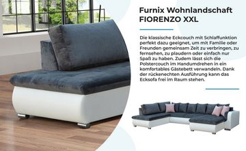 Furnix Wohnlandschaft FIORENZO XXL Sofa mit Schlaffunktion Sofakissen Couch U-Form 4 Farben, komfortabel, strapazierfähig, pflegeleicht & funktional