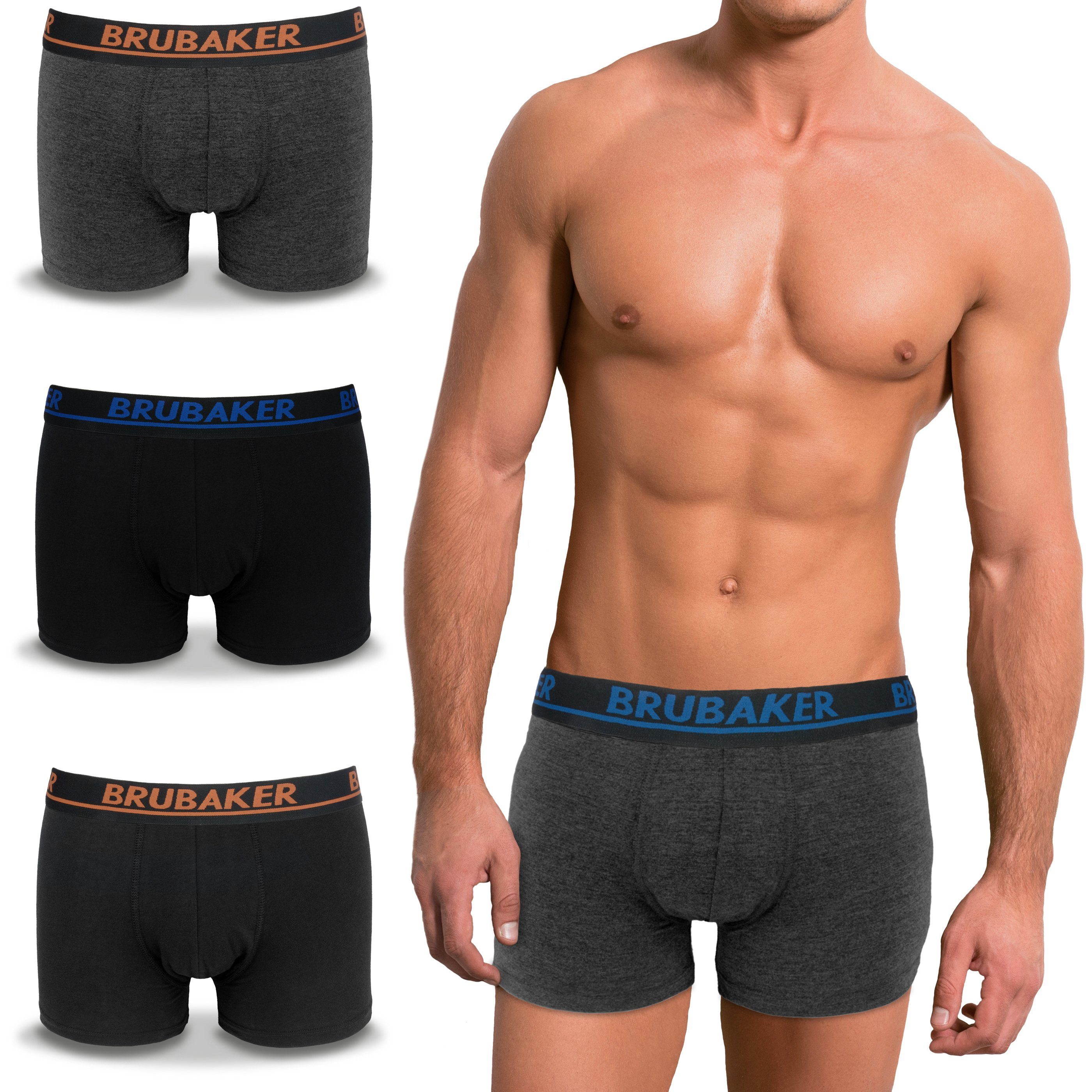 BRUBAKER Boxershorts 4er Pack Herren Unterhose - Atmungsaktiv ohne Eingriff günstig online kaufen