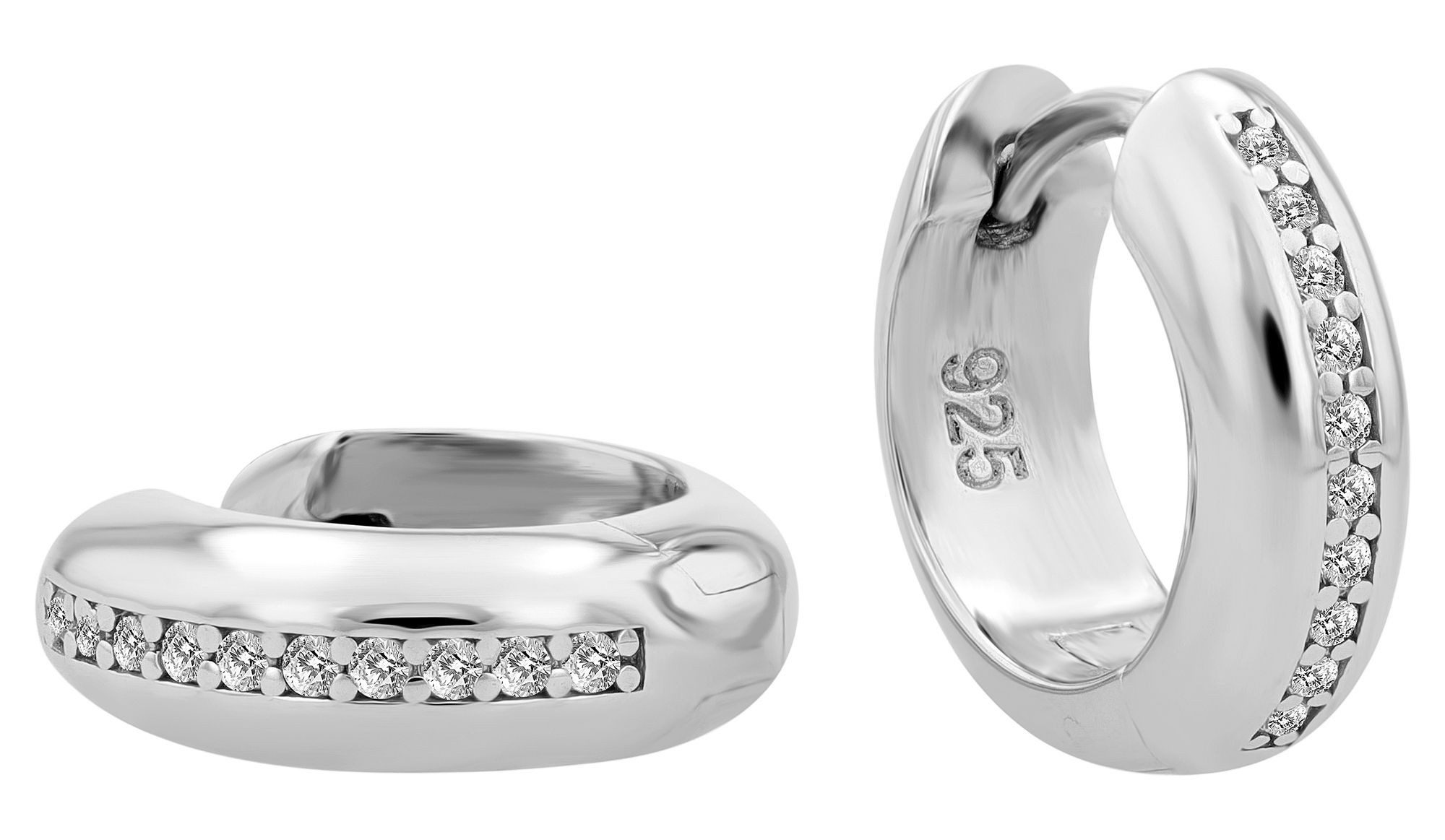 Adelia´s Klappcreolen Ohrringe – Klappcreole aus 925 Silber mit Zirkonia, Perfekt als Geschenk für besondere Menschen
