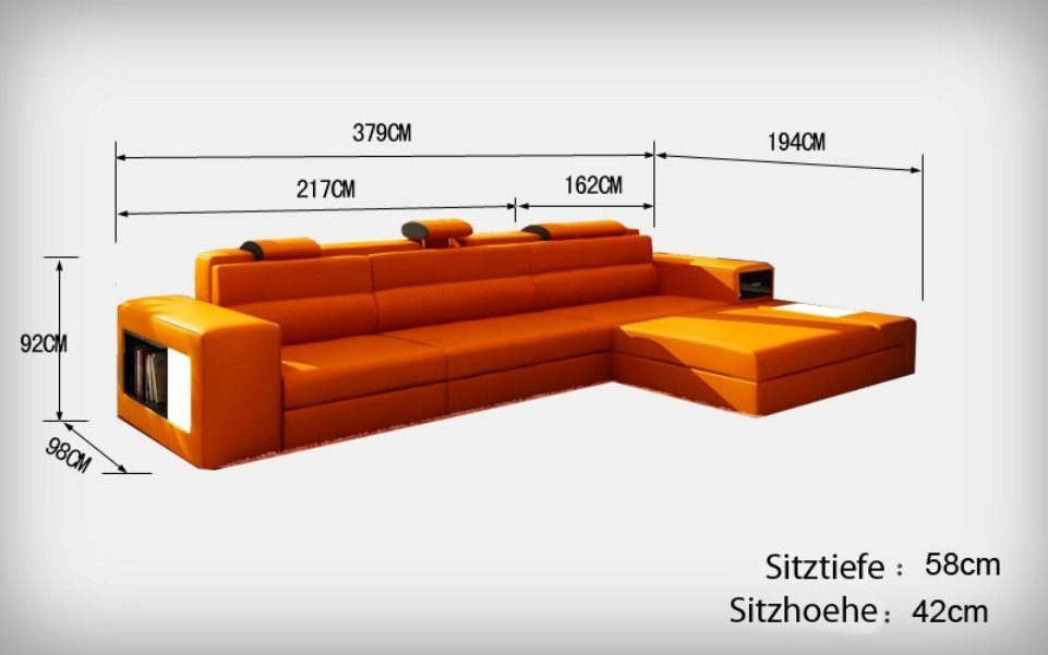 Modern Wohnlandschaft Sofa Couch Eck Design Ledersofa Ecksofa, JVmoebel Ecksofa