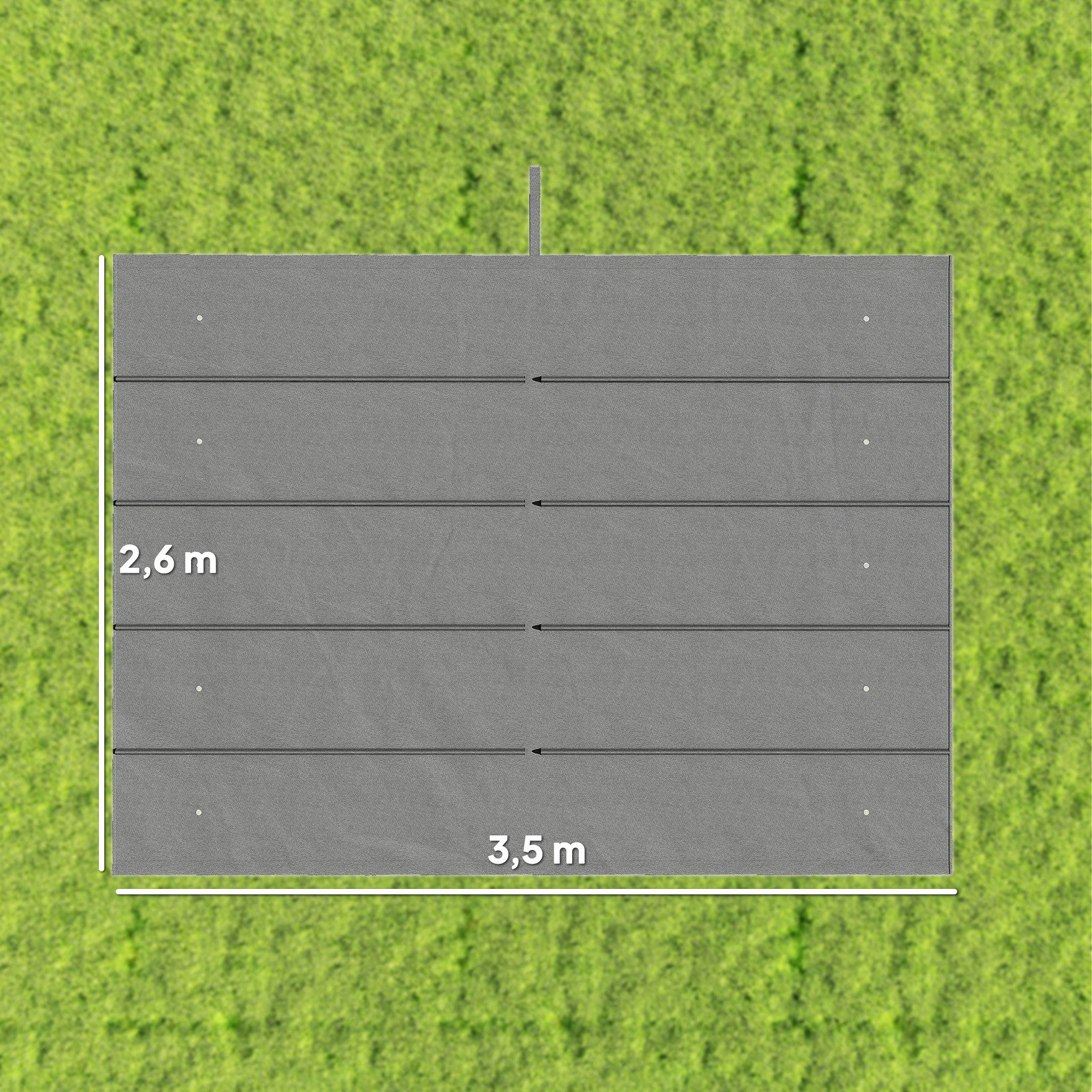 Outsunny Pavillon-Ersatzdach mit Regenabflusslöchern, 180 g/m², 260 x 260 cm (einziehbar Welle Überdachung, Schattenabdeckung), für Garten, Terrasse, 350 x 260 cm Hellgrau