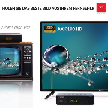 RED OPTICUM HD AX C100 schwarz Full HD DVB-C Kabel-Receiver (EPG, HDMI, USB, SCART, Coaxial Audio, Receiver für Kabelfernsehen)