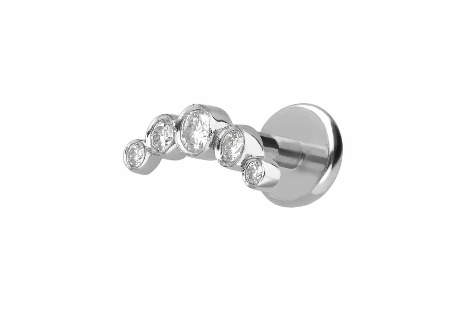 PIERCINGLINE Piercing-Set Titan Labret mit Innengewinde + 925er Silber Aufsatz MOISSANIT-BOGEN (Labrets, 1-tlg)