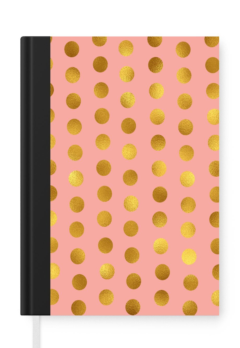 MuchoWow Notizbuch Muster - Rosa - Gold - Polka dots, Journal, Merkzettel, Tagebuch, Notizheft, A5, 98 Seiten, Haushaltsbuch