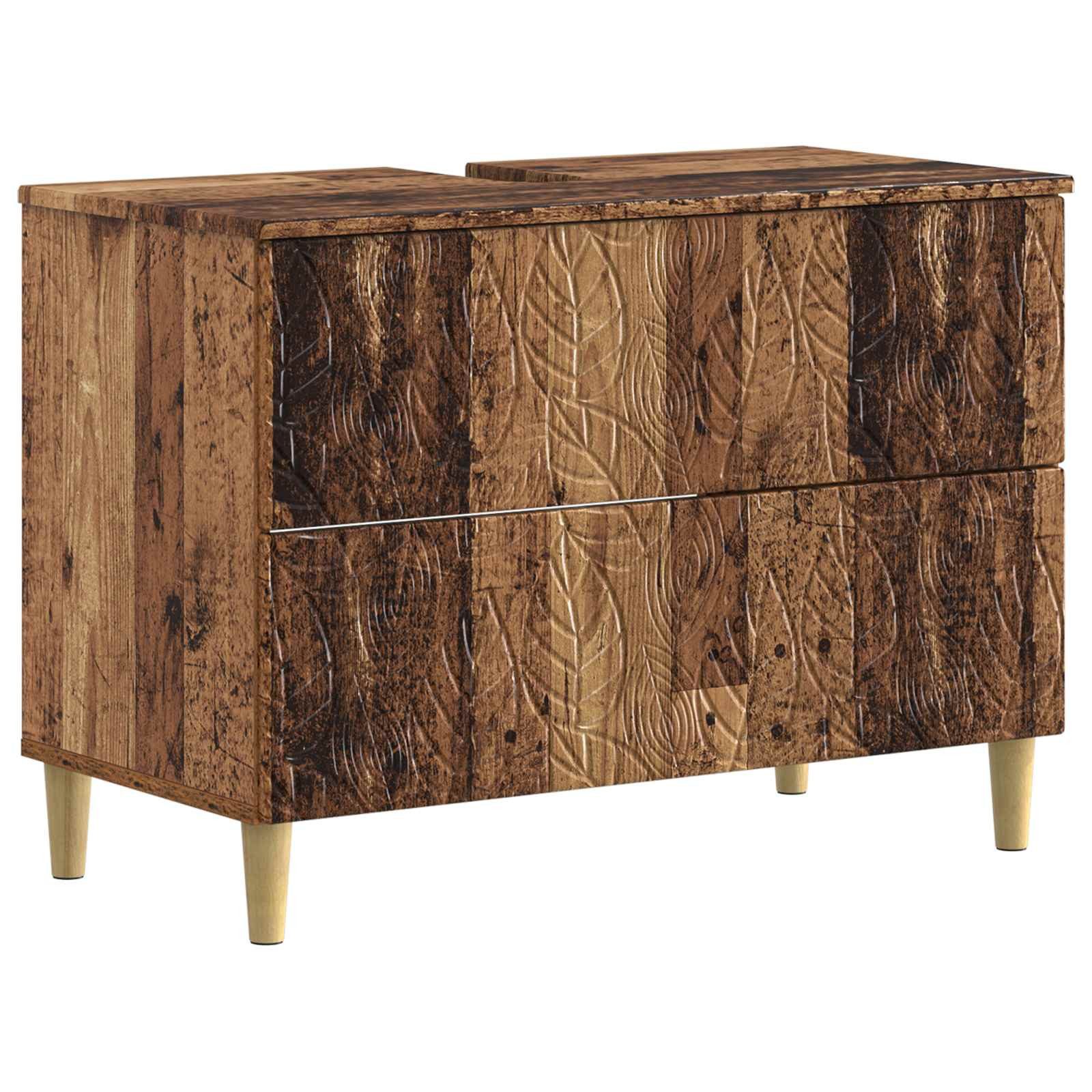 vidaXL Gartenlounge-Set 2-teiliges Badezimmer Schrank Set DELFT Altholz Holzwerkstoff