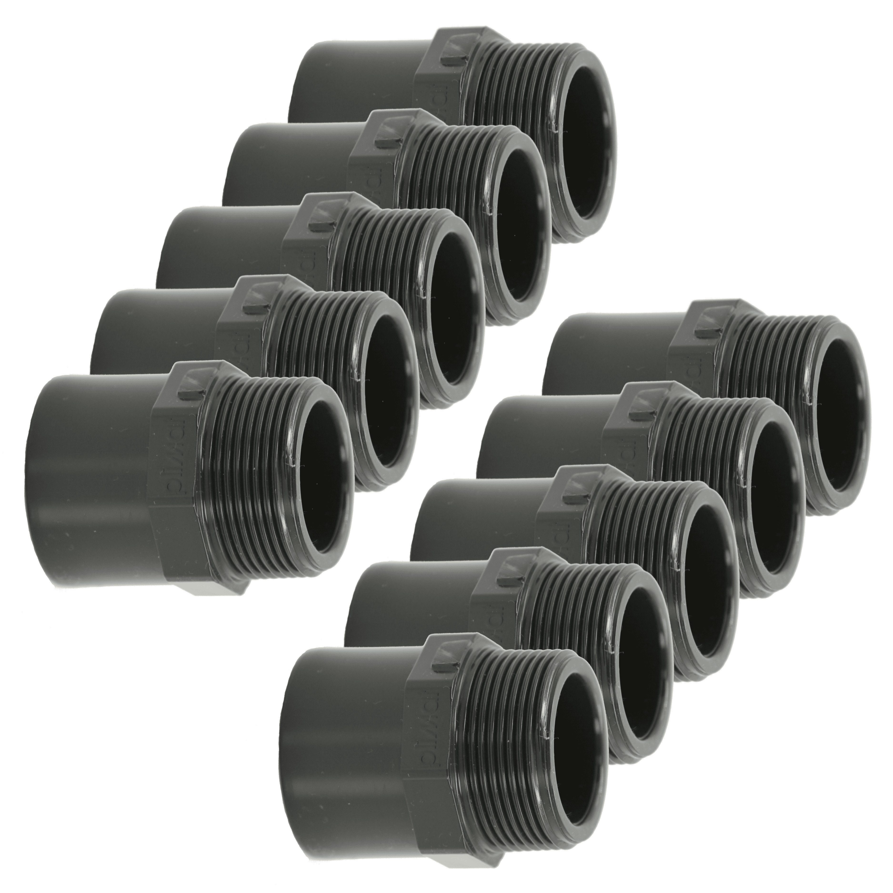 HAF Rohrverbinder 1-10x PVC Fittings Übergangsnippel 50/63mm x 1 1/2" Klebemuffe AG PN16, Max. Arbeitsdruck 16 bar bei 20 C°