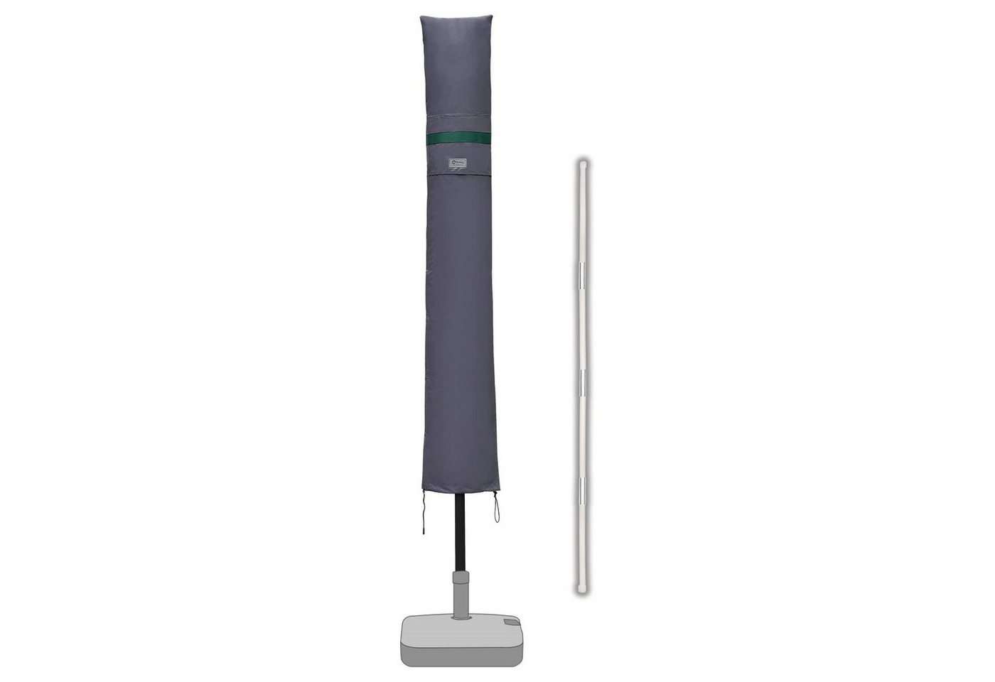 Sekey Sonnenschirm-Schutzhülle Amepschirm Schutzhülle für Sonnenschirm mit Reißverschluss und Stab, für Ø 270 cm / Ø 300 cm / 220 x 220 cm Gartenschirm