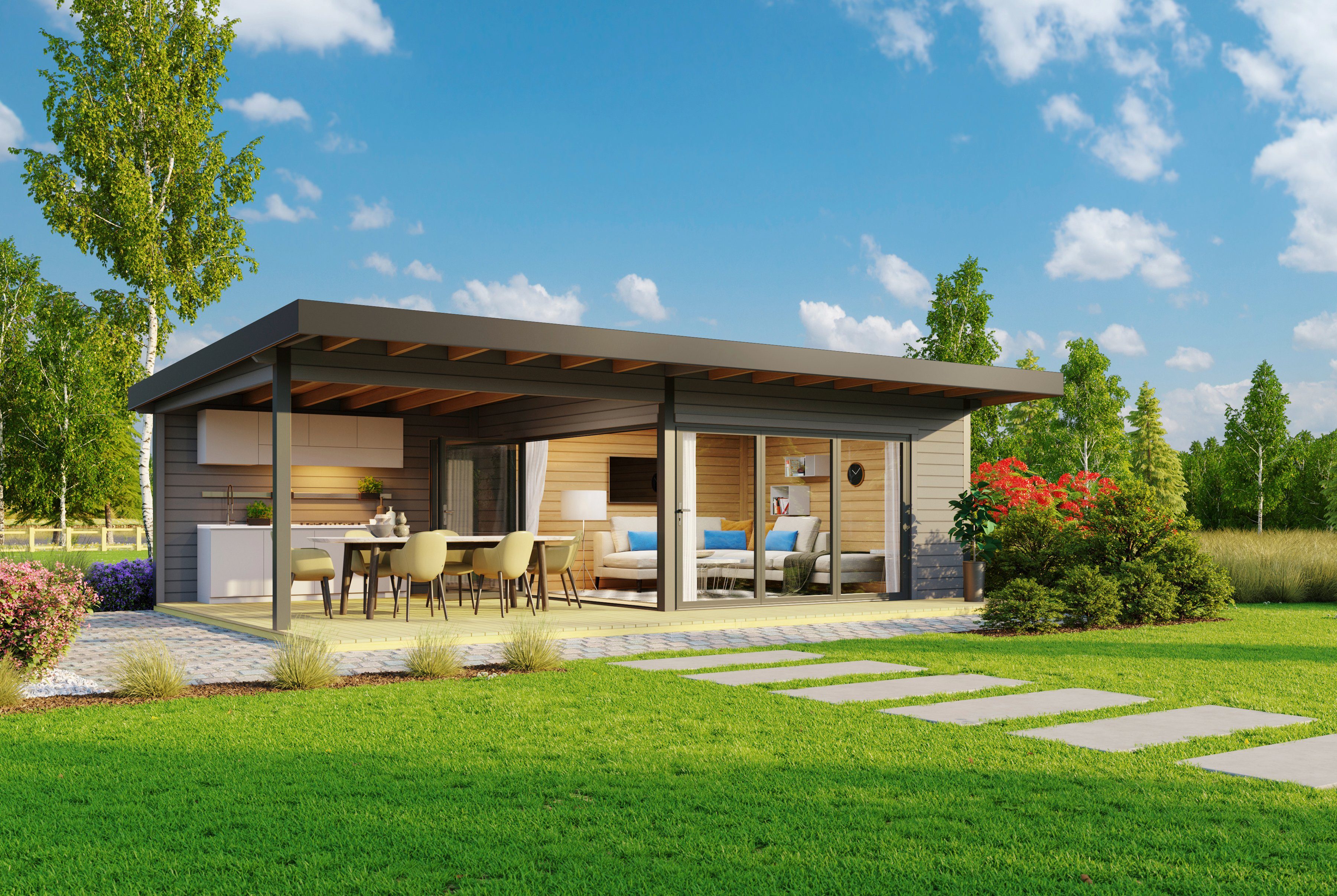 LASITA MAJA Gartenhaus DOMEO 10, BxT: 890x590 cm, (Set), mit Anbau