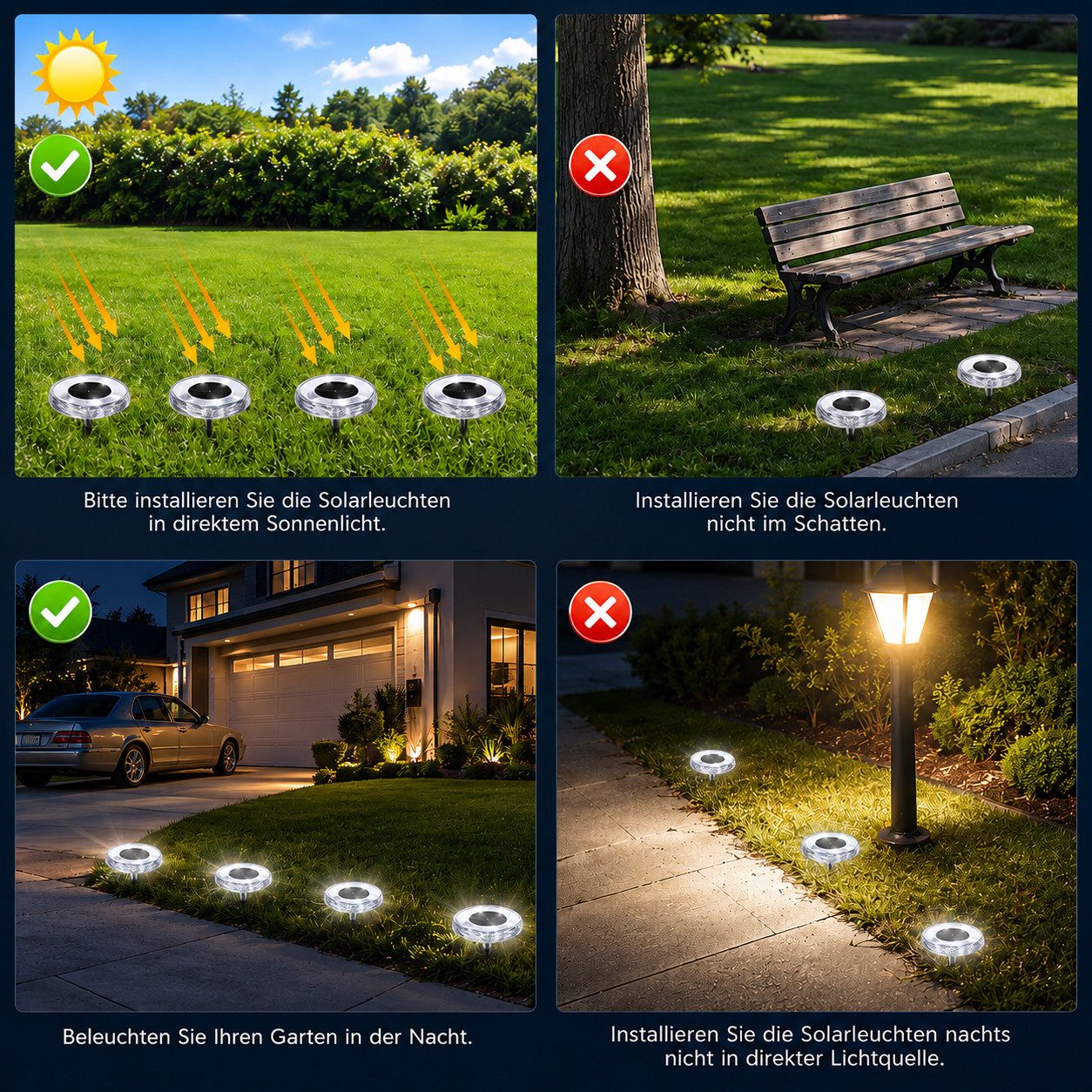pedete LED Solarleuchte Solar-Bodenstrahler 4 Stück für den Außenbereich LED-Lampen Garten, Solar-Lampe, Bodenleuchte, Gartenstrahler, Tageslichtweiß,Warmweiß, Solar lampen für außen,gartendeko,Solar-Erdspieß