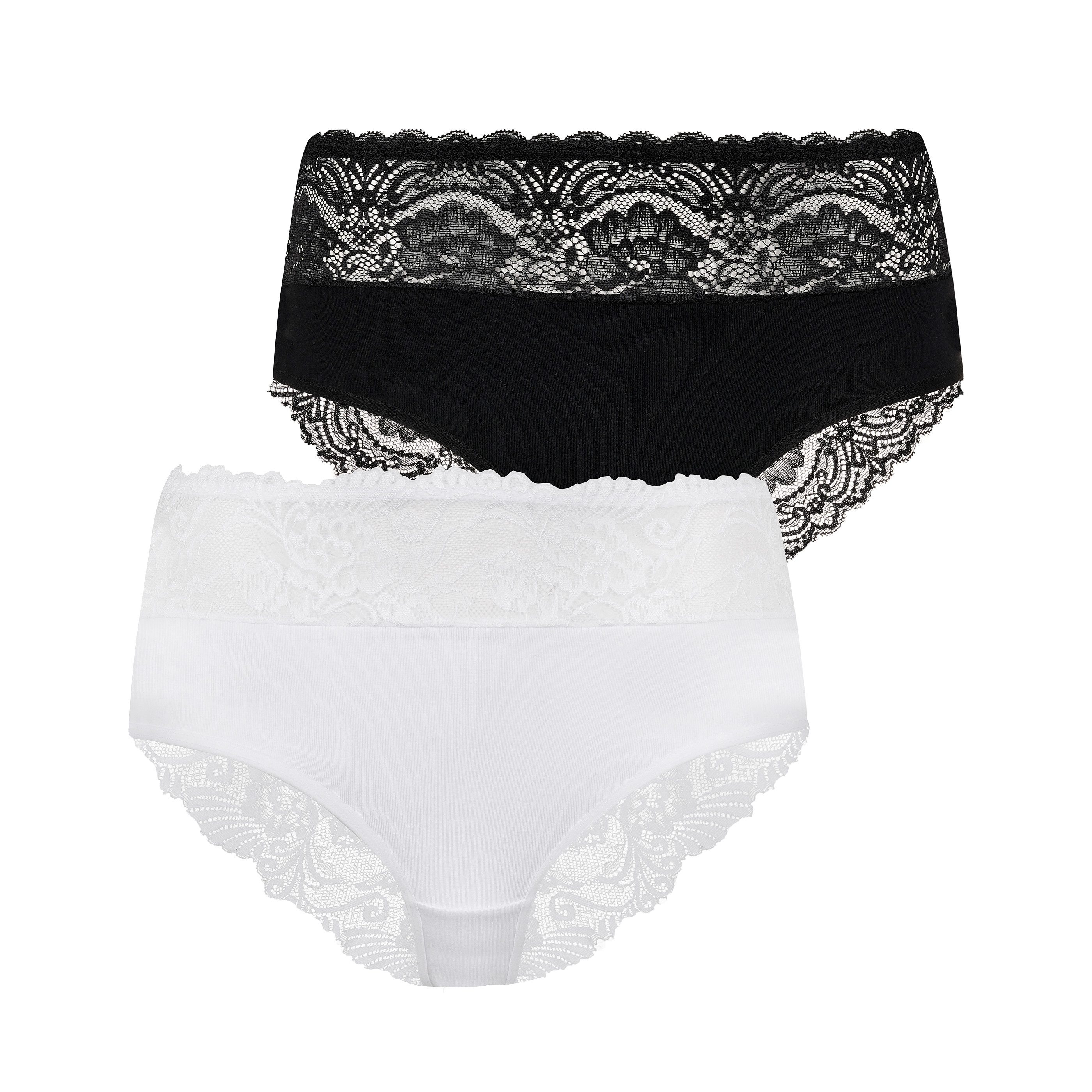 Evoni Hipster Damen Unterwäsche 2er Wäsche-Set Brazilian Slips Spitze
