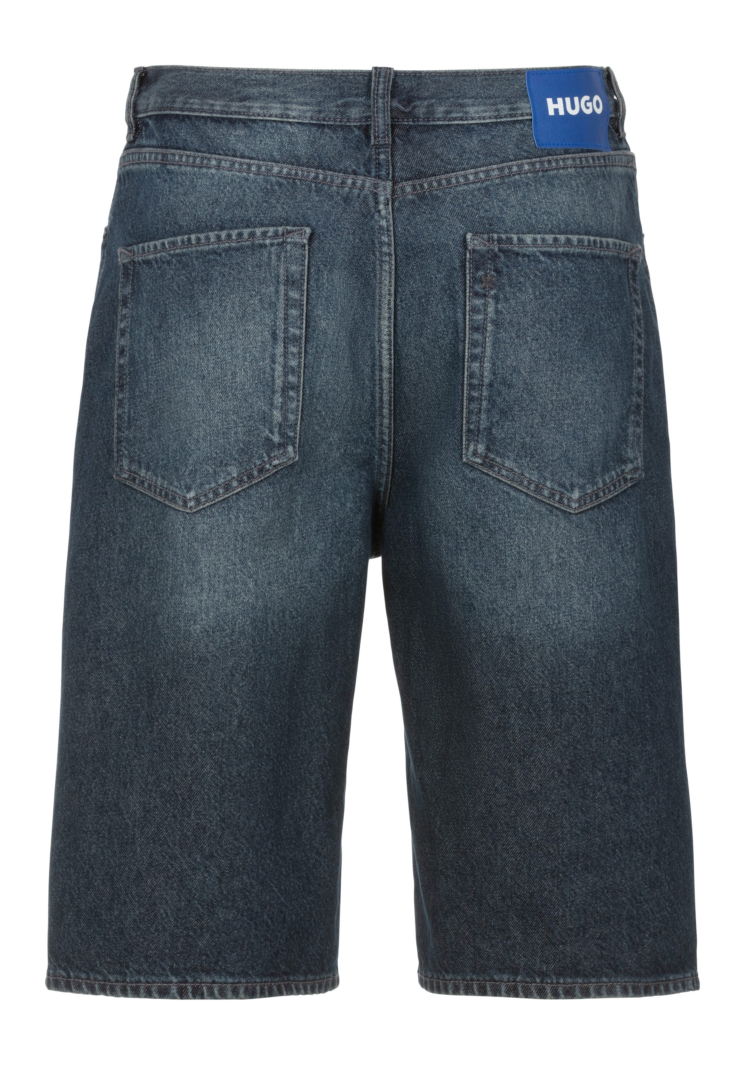 HUGO Blue Shorts Skate shorts mit Logo-Lederpatch am Bund günstig online kaufen