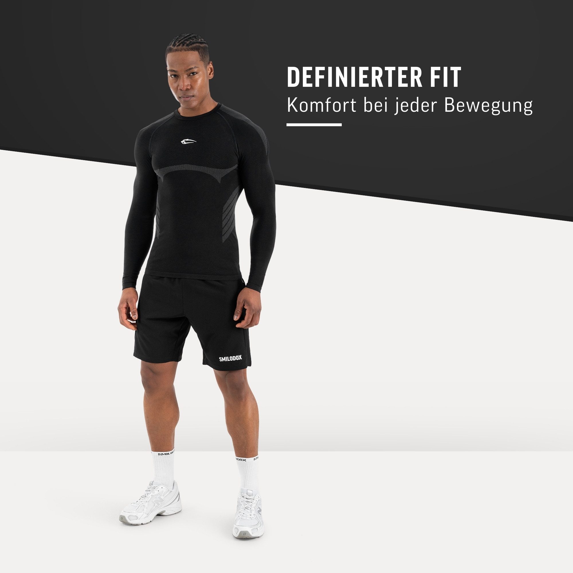Smilodox Longsleeve Carnos, Compression Shirt Herren, Langarmshirt für Gym & Training Compression Fit, Seamless, atmungsaktiv, Body Mapping, Stretch