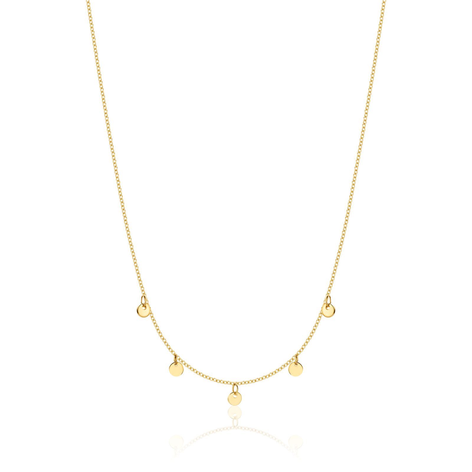 Miore Collier MGM944N - mit kleinen Charm Coin-Anhängern aus 9 Karat Gold, Ankerkette aus 375 Gelbgold - Made in Italy
