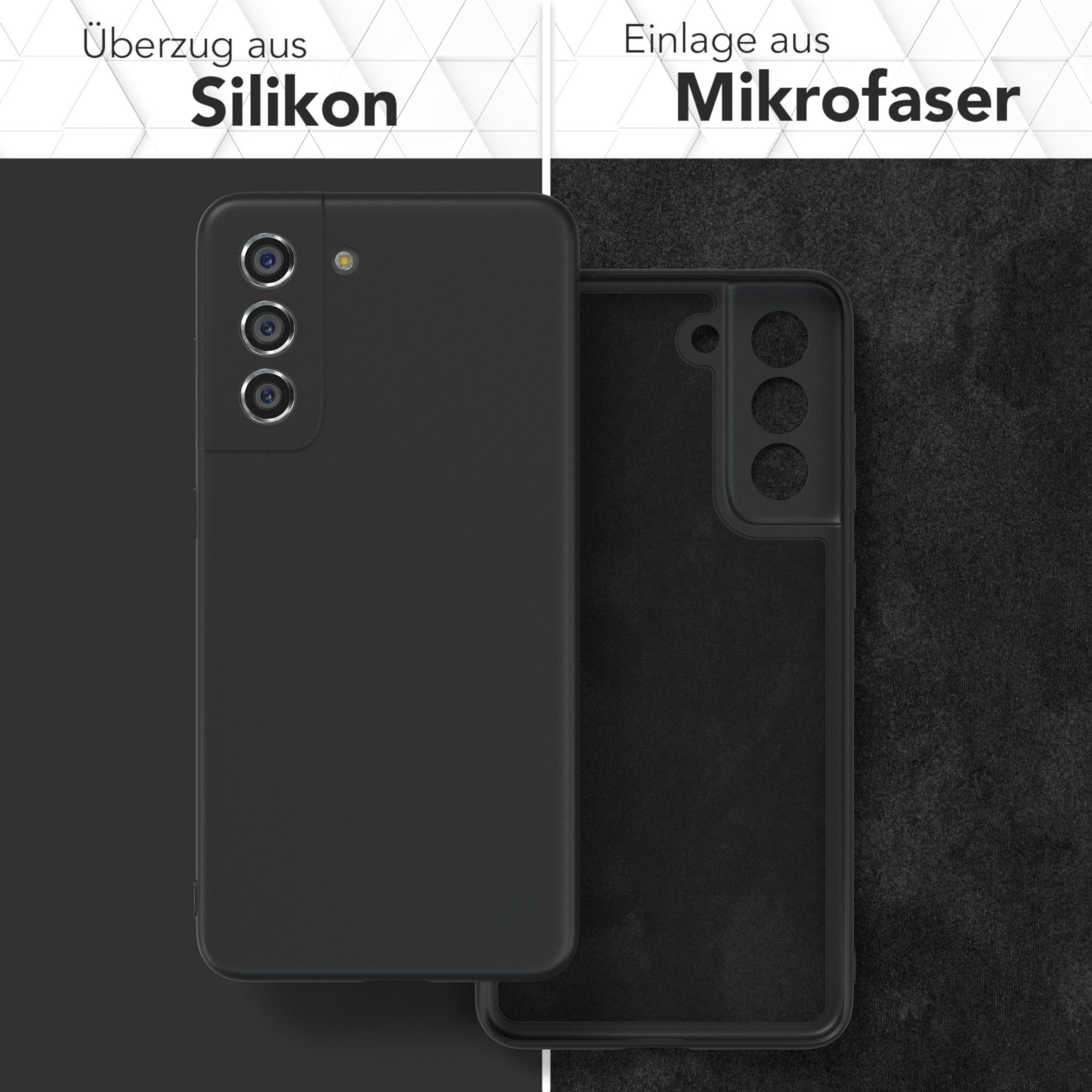 EAZY CASE Handyhülle für Samsung Galaxy S21 FE 5G Hülle Silikon 6,41 Zoll, Silikon Schutzhülle mit Kameraschutz kratzfest Back Cover Etui Schwarz
