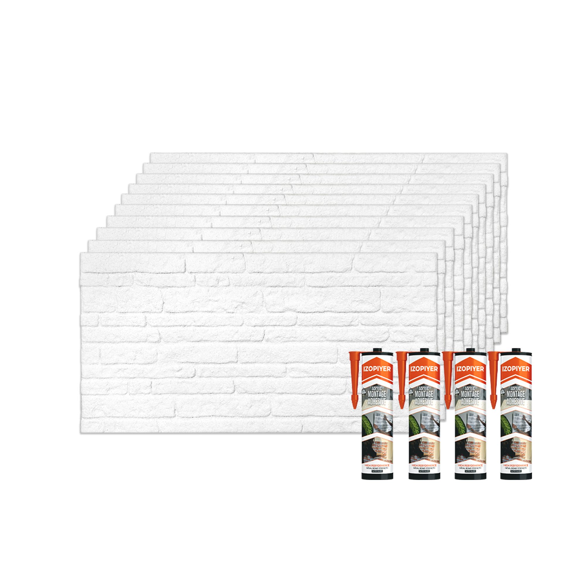 IZODEKOR 3D Wandpaneel EPS Styropor Wandverkleidung in Steinoptik – für Innen & Außen, BxL: 50x100 cm, 0,50 qm, (1er- oder 10er-Set, optional mit 4 Montageklebern) wasserfest, leicht zuschneidbar, außen mit UV-Schutz