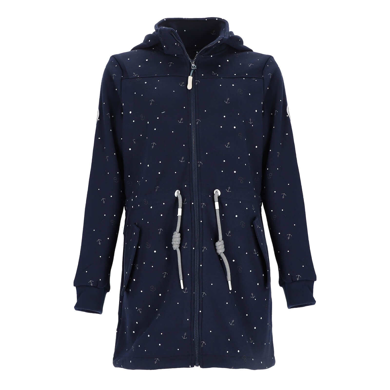 Leitfeuer Wintermantel Damen Fleecemantel mit Allover-Print und Polarfleece-Innenseite