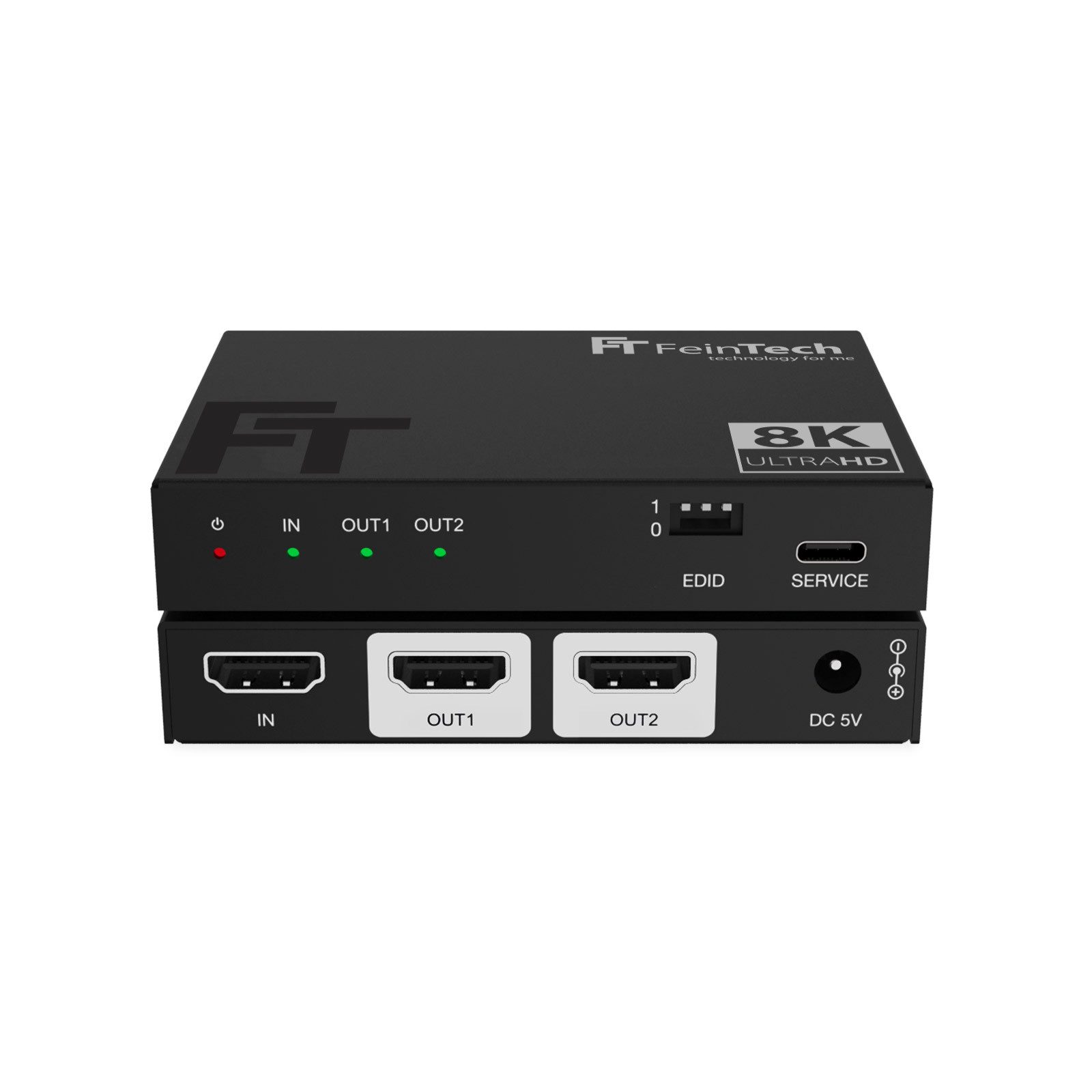 FeinTech HDMI-Splitter SP210 1 in 2 out, HDMI 2.1 4K 120Hz & 8K 60Hz Downscaler CEC-Pass