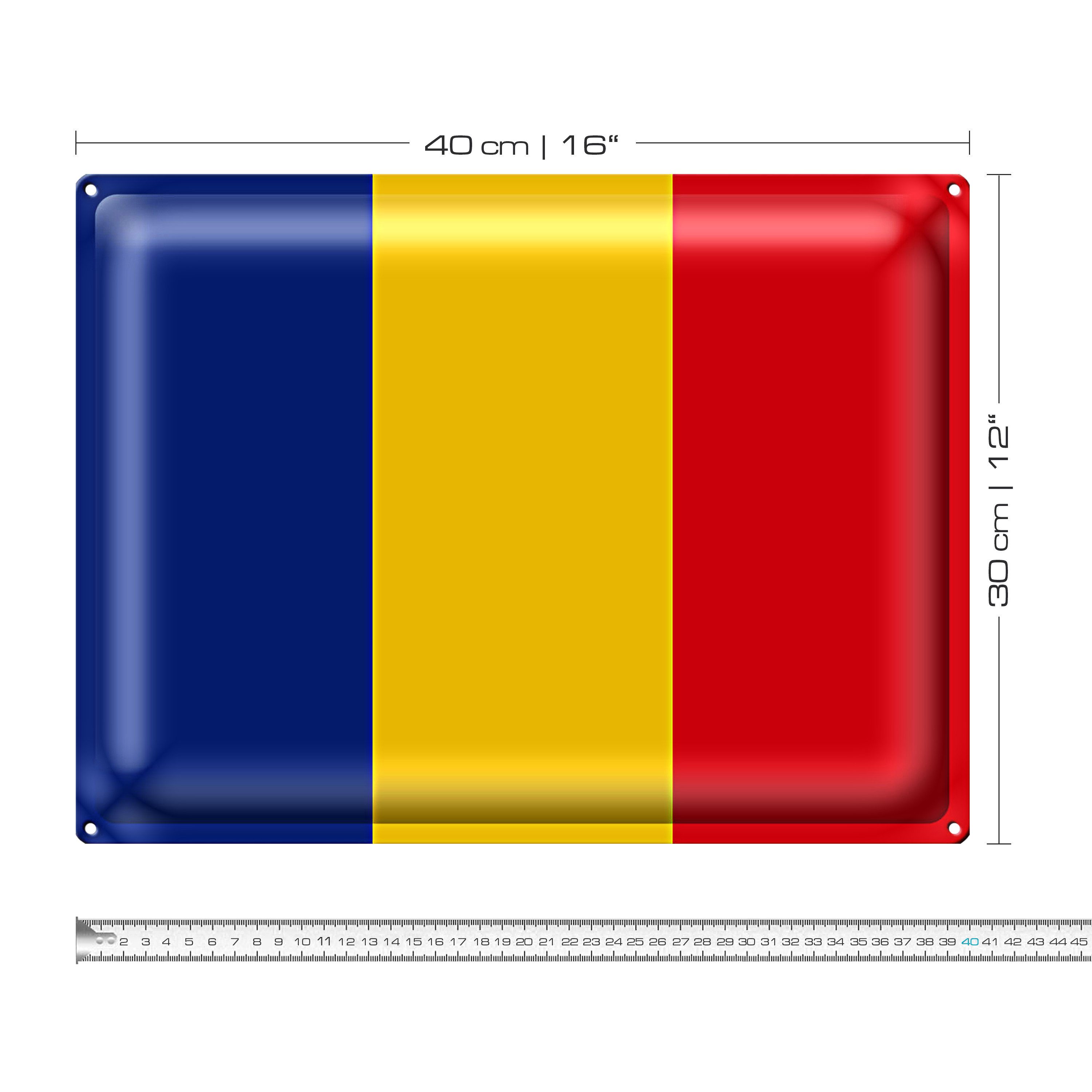 Roomando Metallschild Flagge Rumänien 40x30cm Flag of Romania