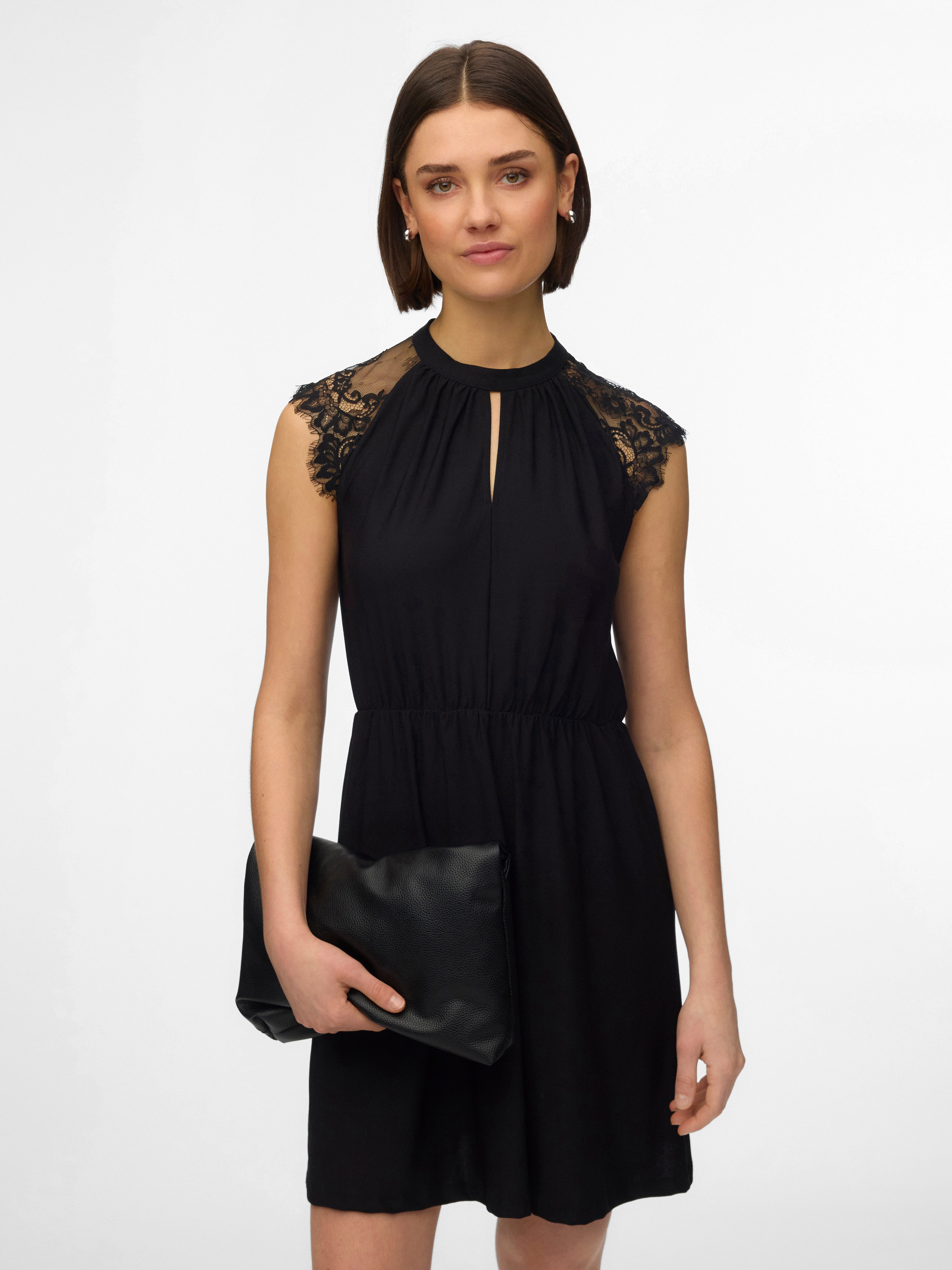 Vero Moda Minikleid VMMILLA SL SHORT LACE DRESS NOOS Materialmix, Spitze