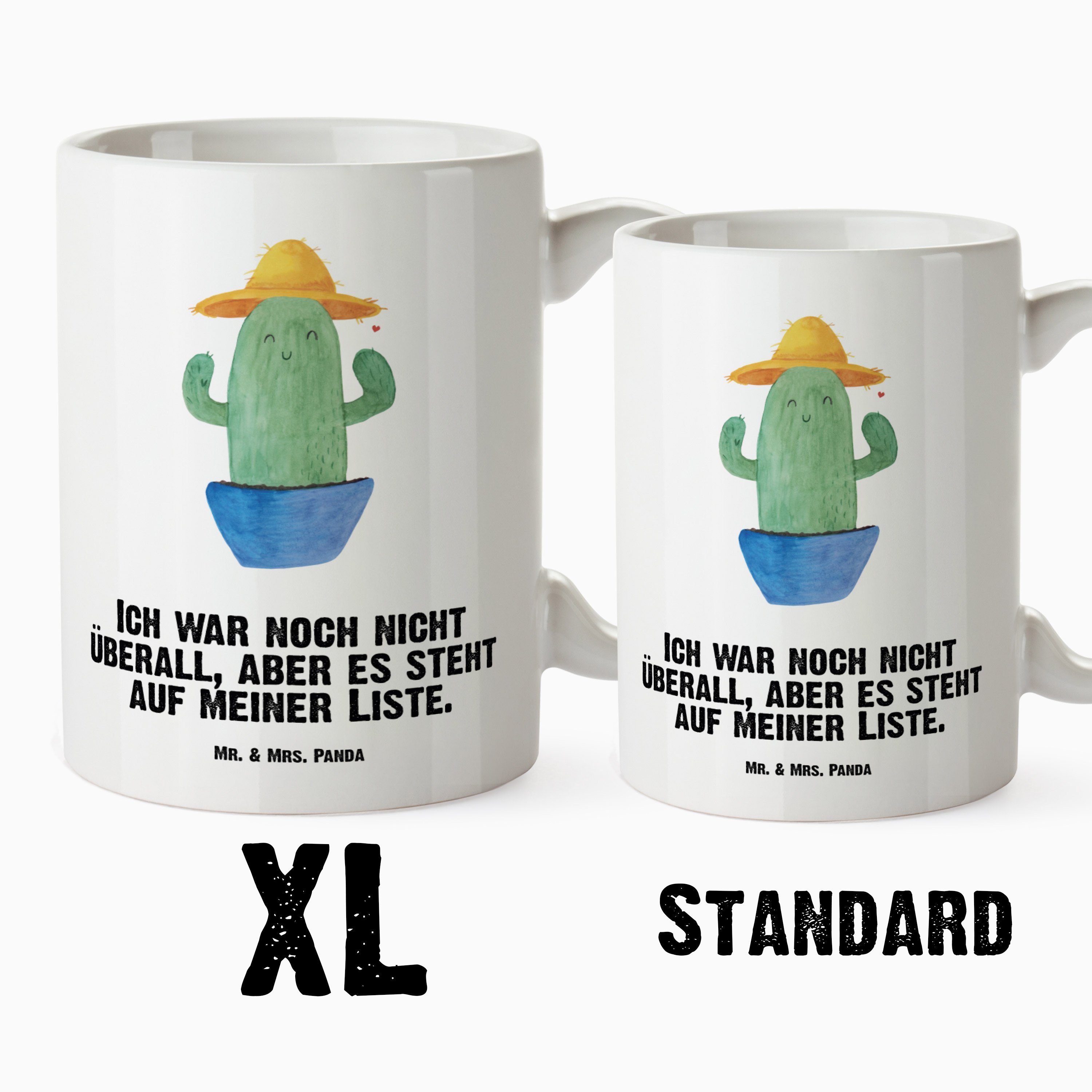 Panda XL XL Mr. & Mrs. XL Tasse Keramik Sonnenhut - Becher, Tasse - Weiß Teetasse, Geschenk, Kakteen, Kaktus
