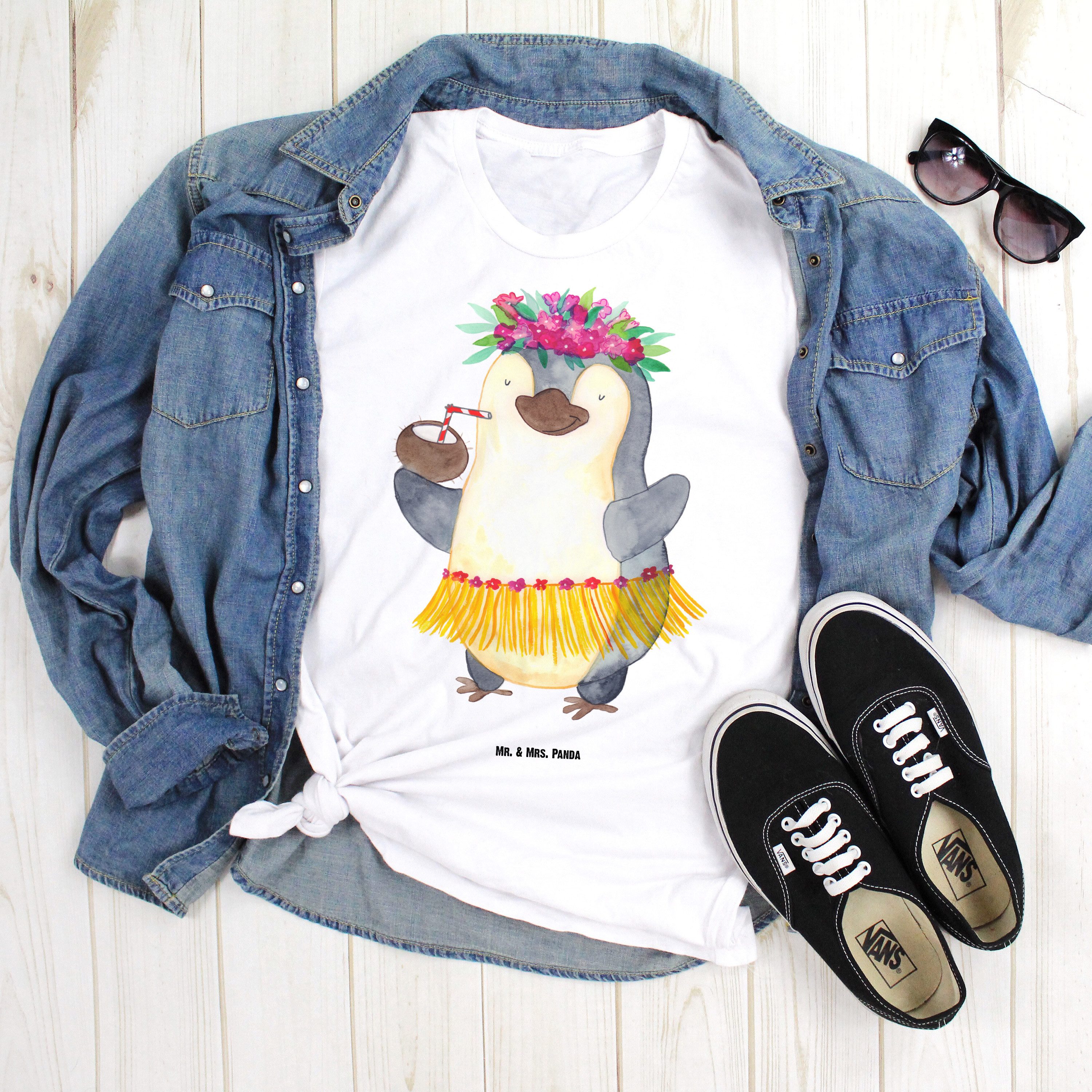 Mr. & Mrs. Panda T-Shirt Pinguin Kokosnuss, Größe XXL T-Shirt, Weiß, T-Shirt Übergröße, große (Packung) T-Shirt in Übergröße Großes T-Shirt große Größen T-Shirt