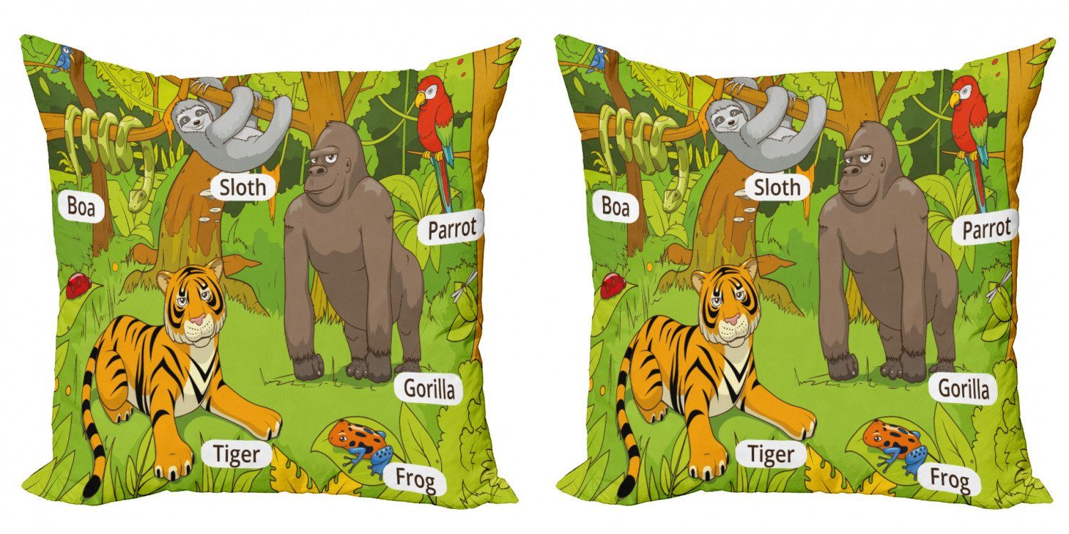 Kissenbezüge Modern Accent Doppelseitiger Digitaldruck, Abakuhaus (2 Stück), Lehrreich Dschungel Fauna Zoo