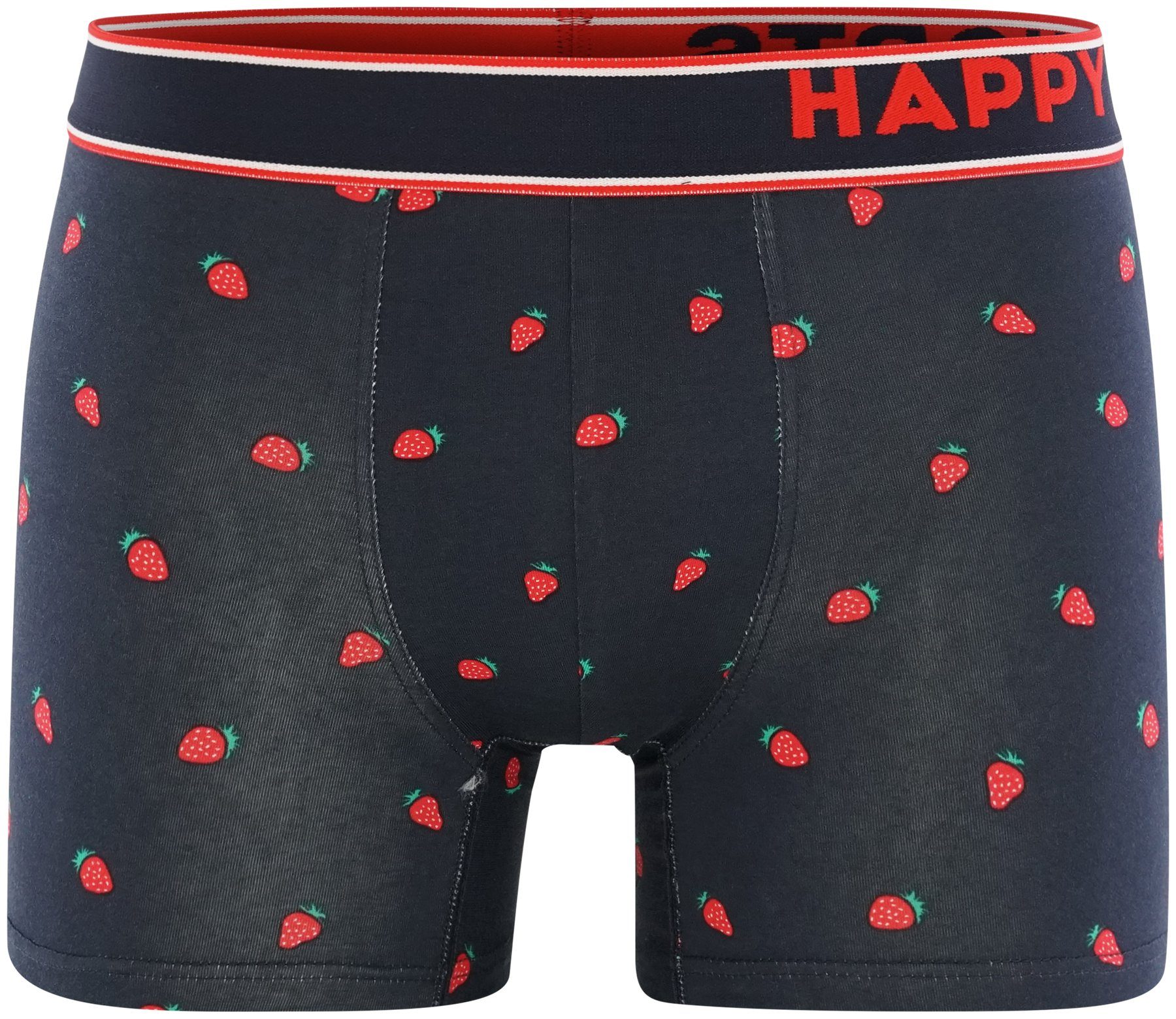 HAPPY SHORTS Stripe and (2-St) Strawberries Retro Pants 2-Pack Trunks
