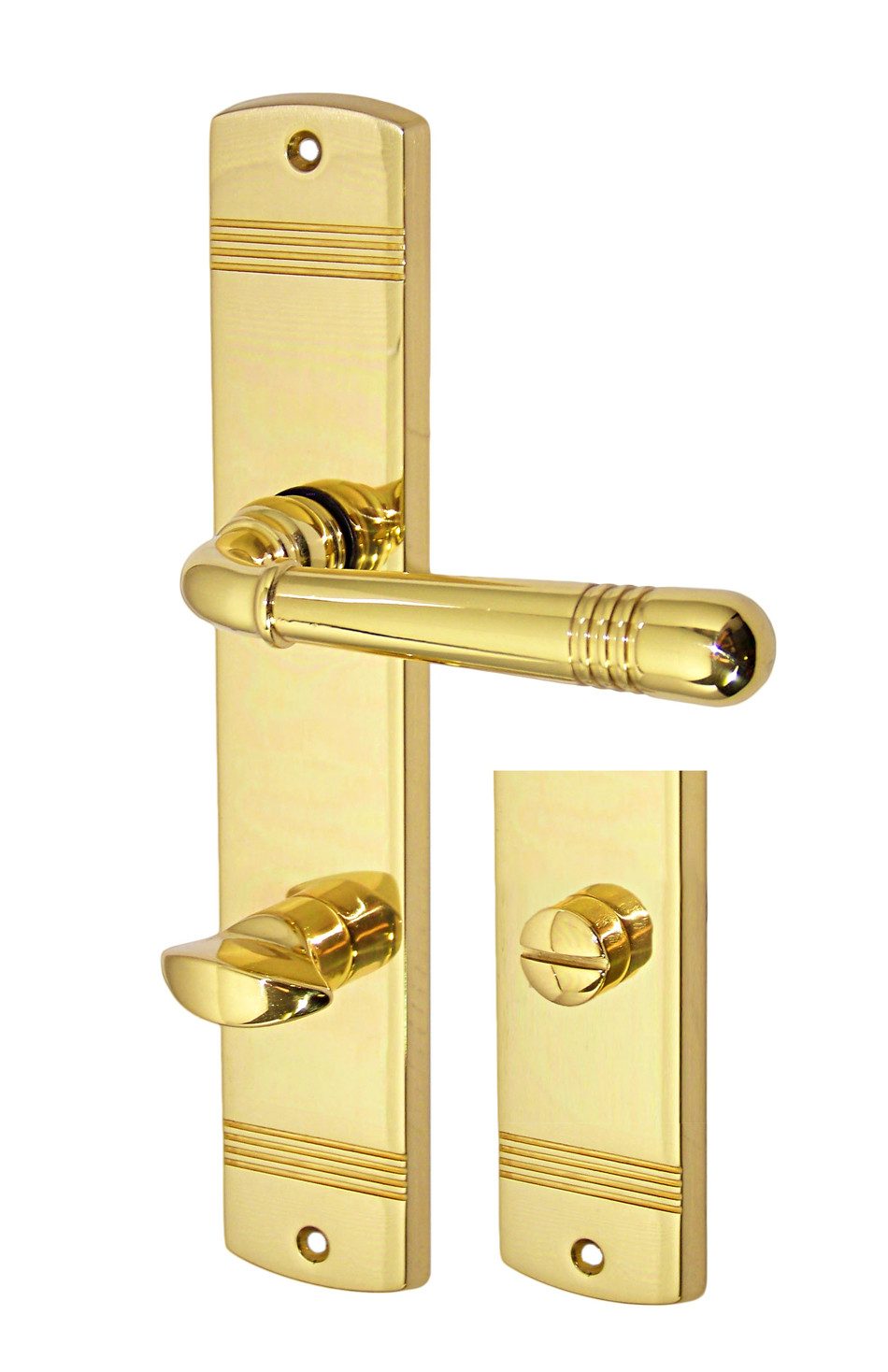 Türbeschlag Messing Türbeschlag Helena Prime LS Messing poliert Türklinke, mit Rückholfeder zur Schlossentlastung