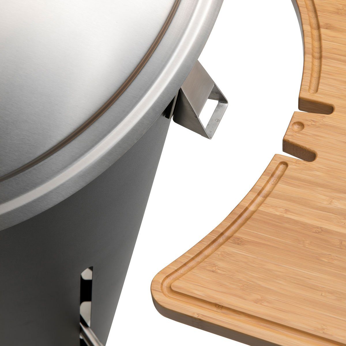 höfats Holzkohlegrill CONE Ablagebrett, Zubehör für CONE Grill, Brett mit Saftrille, simple Montage, geölt, antibakteriell, massiver Bambus, 40 x 31 x 2 cm