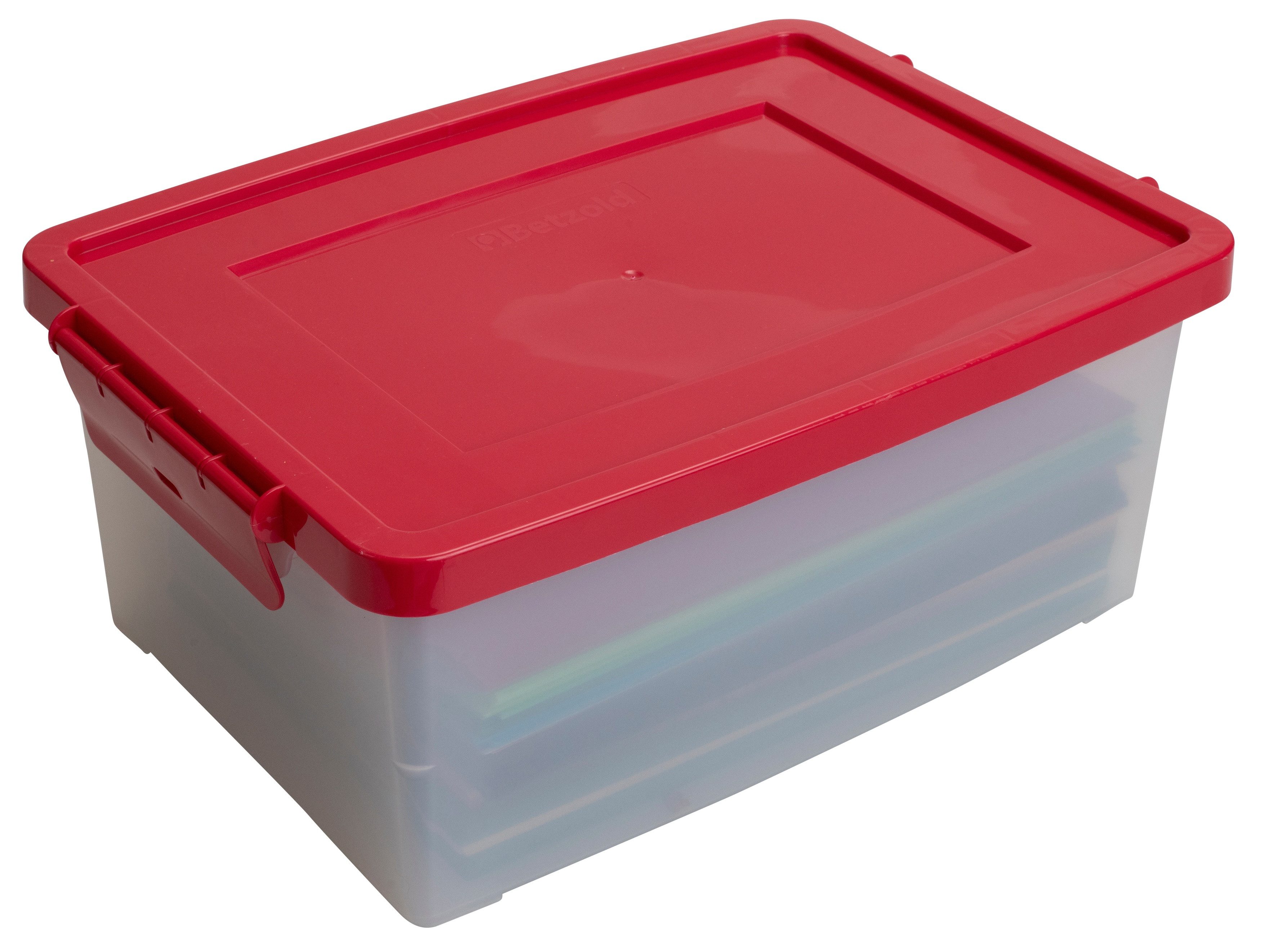 Betzold Aufbewahrungsbox Aufbewahrungsbox, 16 x 39,5 x 27,5 cm, weiß-transparent, farbiger Deck