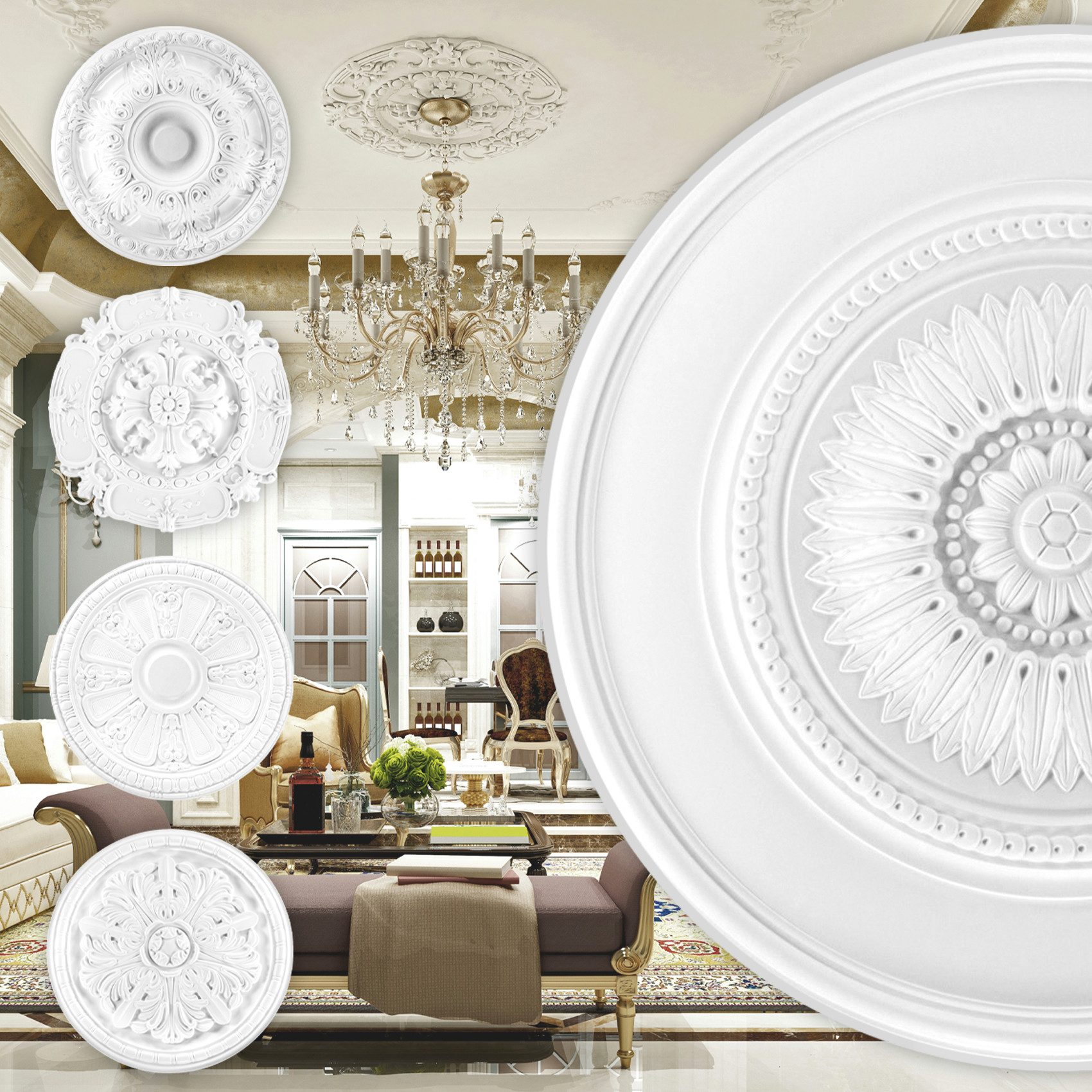 Grand Decor Wanddekoobjekt R108 (Stuckrosette aus günstig online kaufen