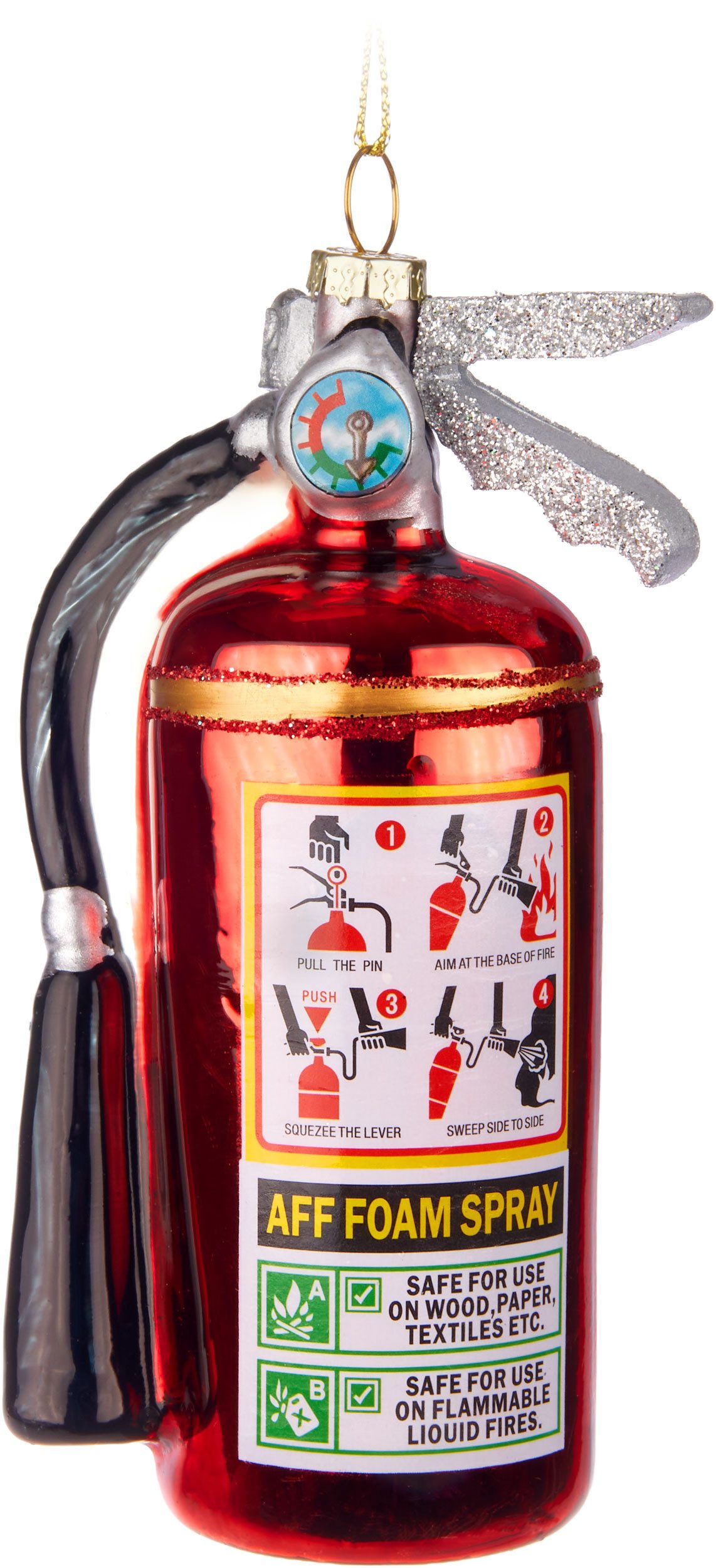 BRUBAKER Christbaumschmuck Handbemalte Weihnachtskugel Feuerwehr, Weihnachtsdekoration aus Glas, mundgeblasenes Unikat - 10 cm