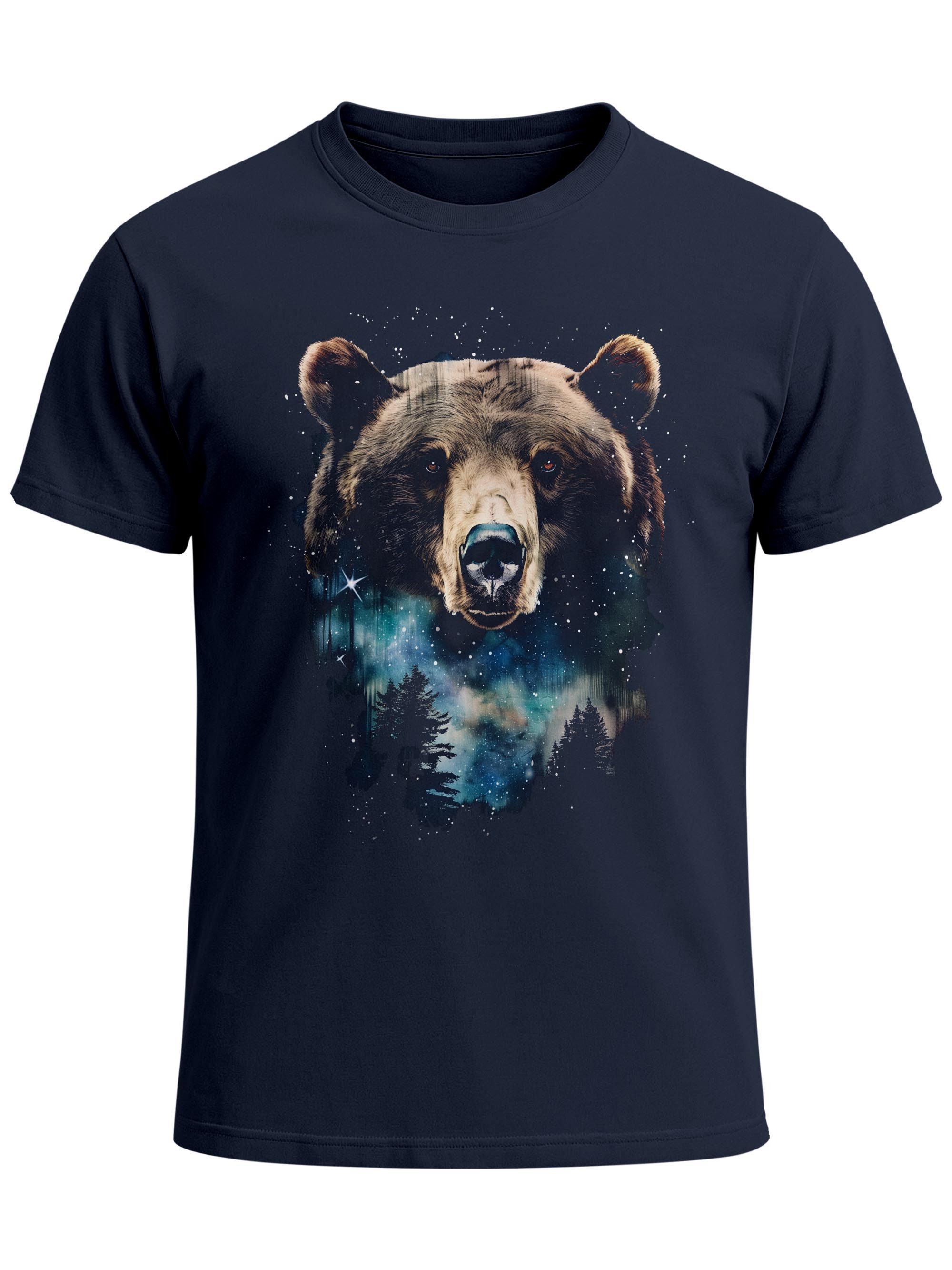 Neverless Print-Shirt Herren T-Shirt mit Frontprint Bär Sterne Wildnis Motiv Outdoor mit Print – Bild 2 von 5