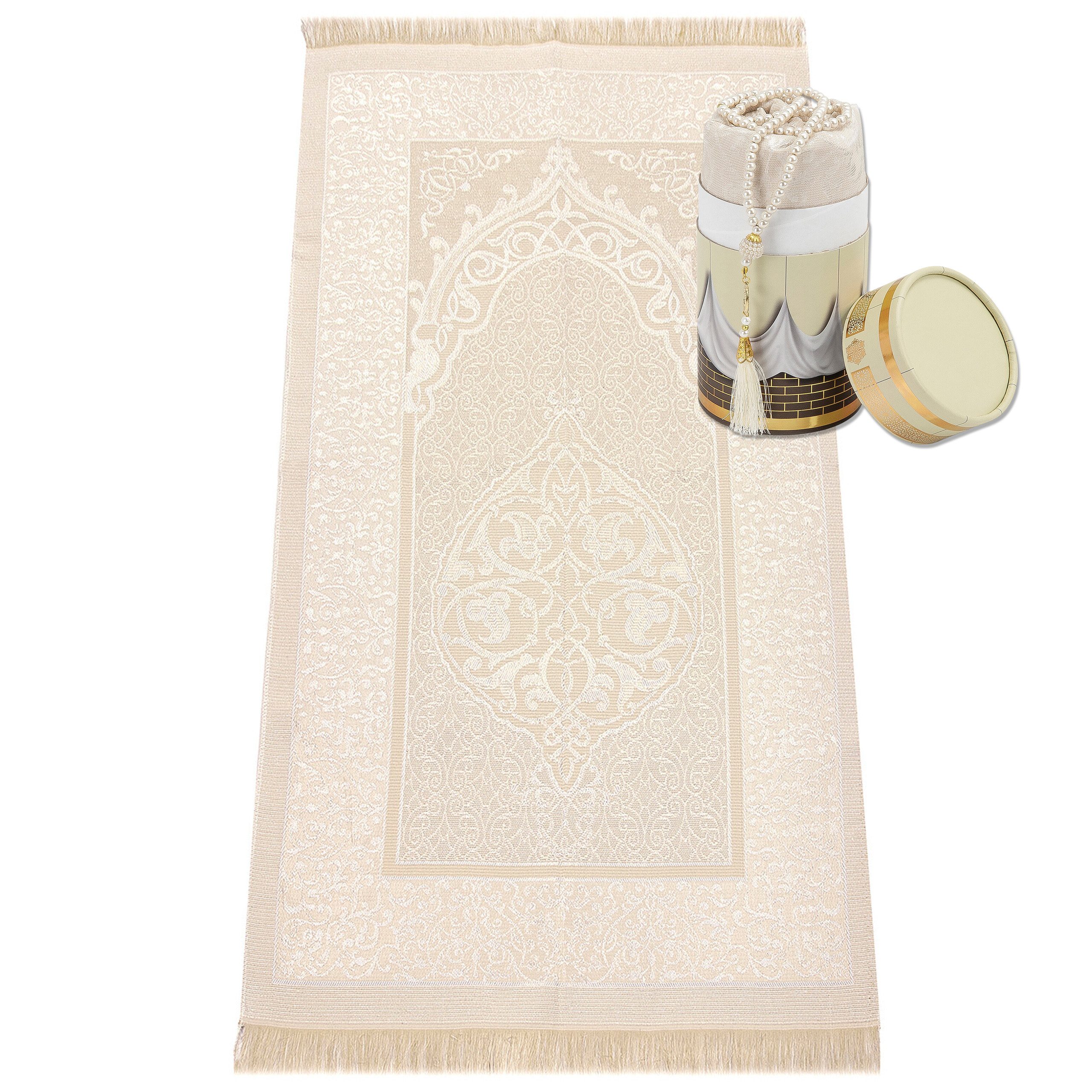 TeppichHome24 Teppich Gebetsteppich Creme 65 x 110 cm mit Geschenkbox und 9 günstig online kaufen