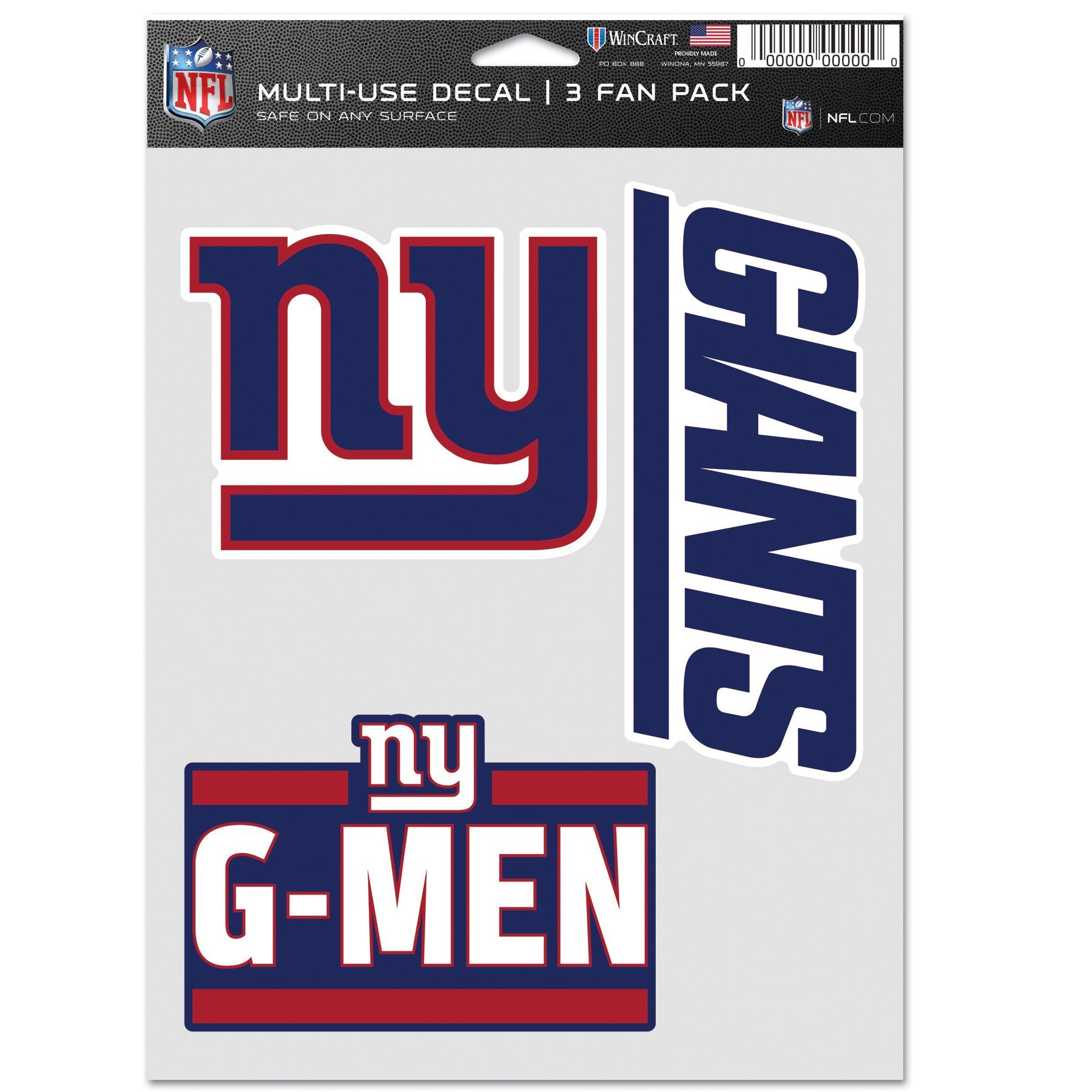 WinCraft Wanddekoobjekt NFL Aufkleber Use 3er Set 20x15cm New York Giants | Wandobjekte