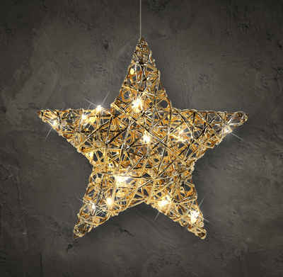 Spetebo LED Stern LED Deko Stern Gold mit Timer - 30 cm, Timer, LED, warmweiß, Timer