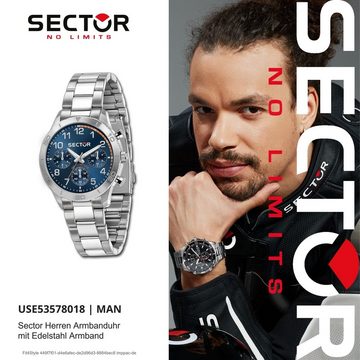 Sector Multifunktionsuhr Sector Herren Armbanduhr Multifunkt, Herrenuhr rund, groß (ca. 40mm), Edelstahlarmband, Fashion-Style