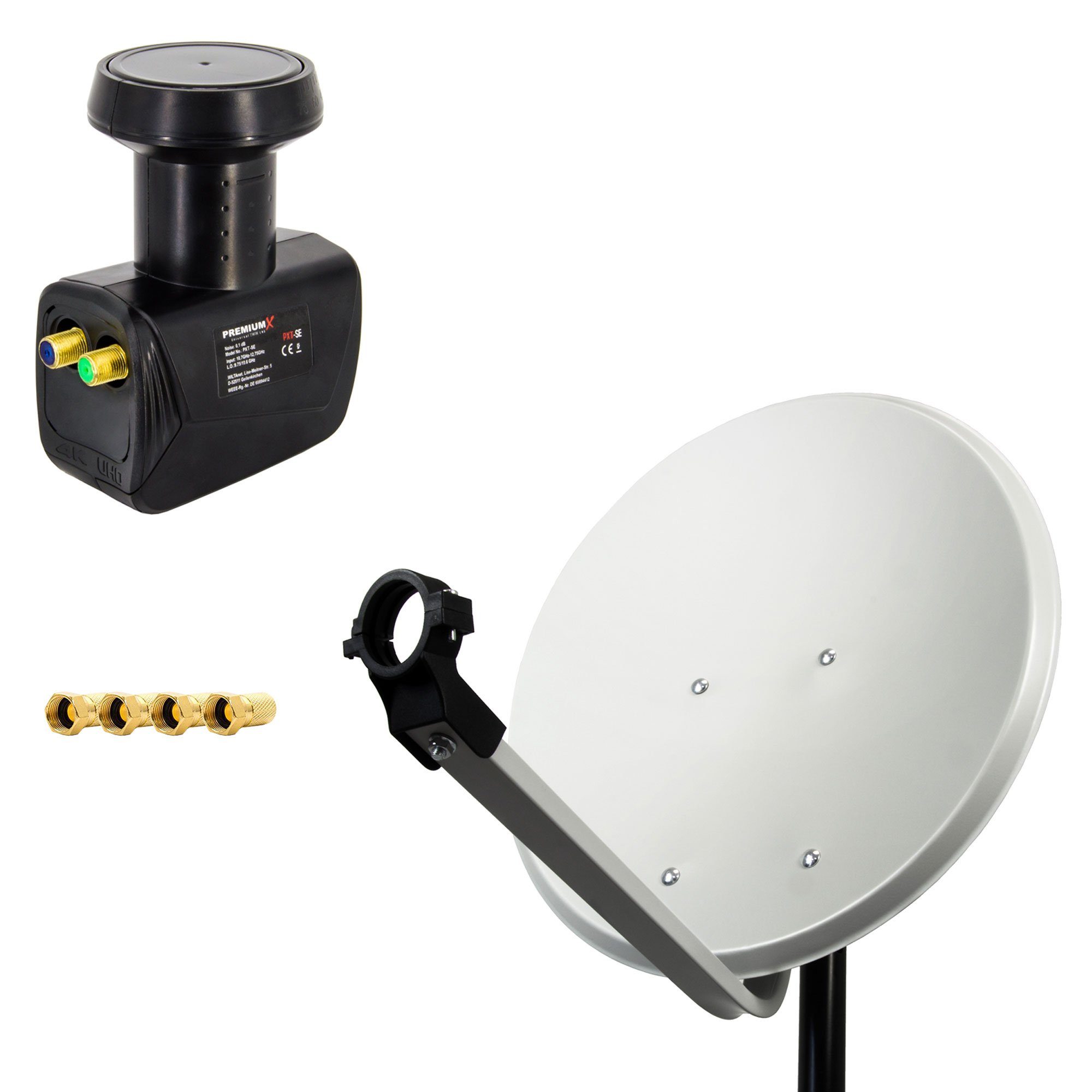 45cm Satellitenschüssel Hellgrau SAT Antenne Twin LNB 4x F-Stecker SAT-Antenne