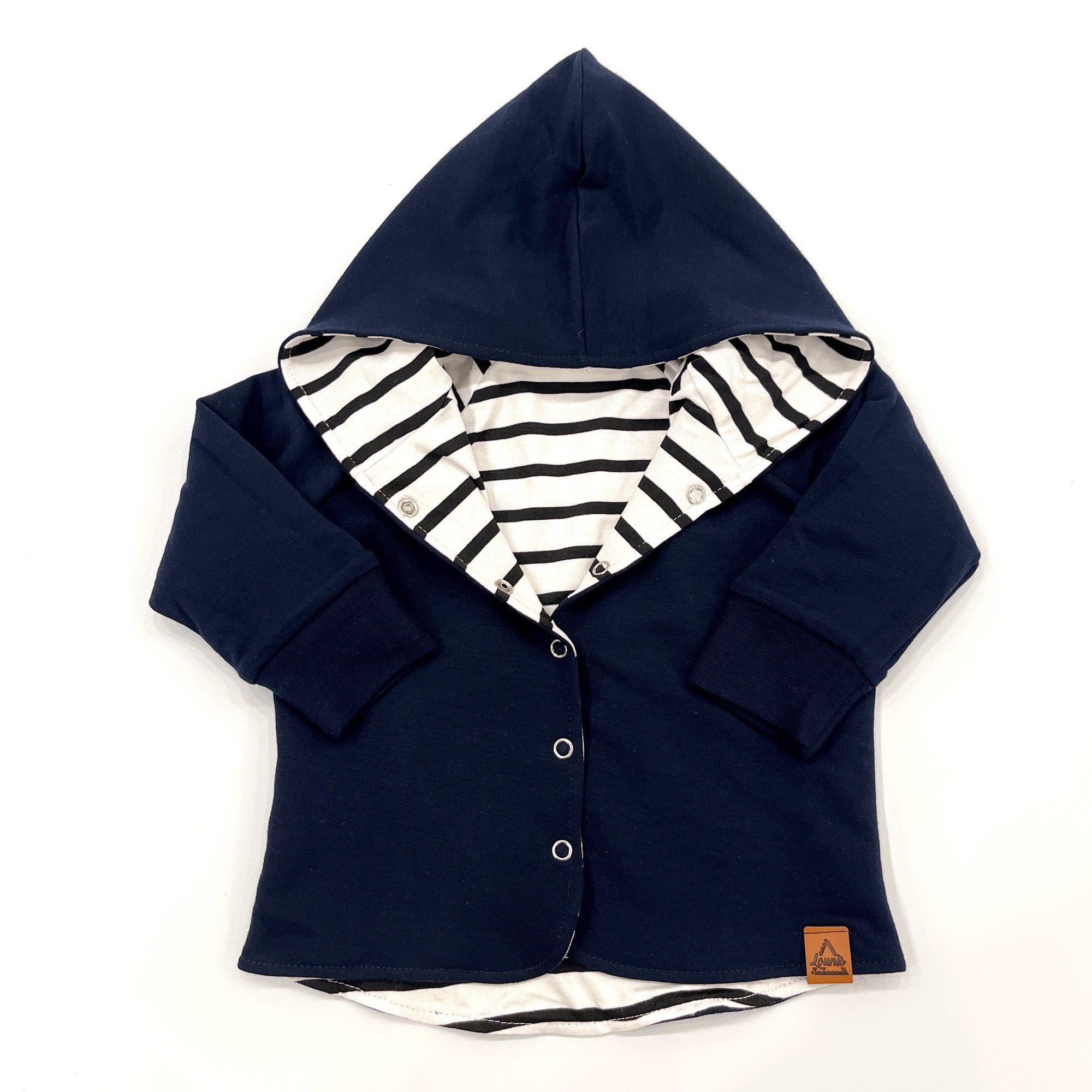 Wendejacke marineblau/schwarz-weiß - gestreift Babyjacke Baumwolle Lounis Kinderjacke -