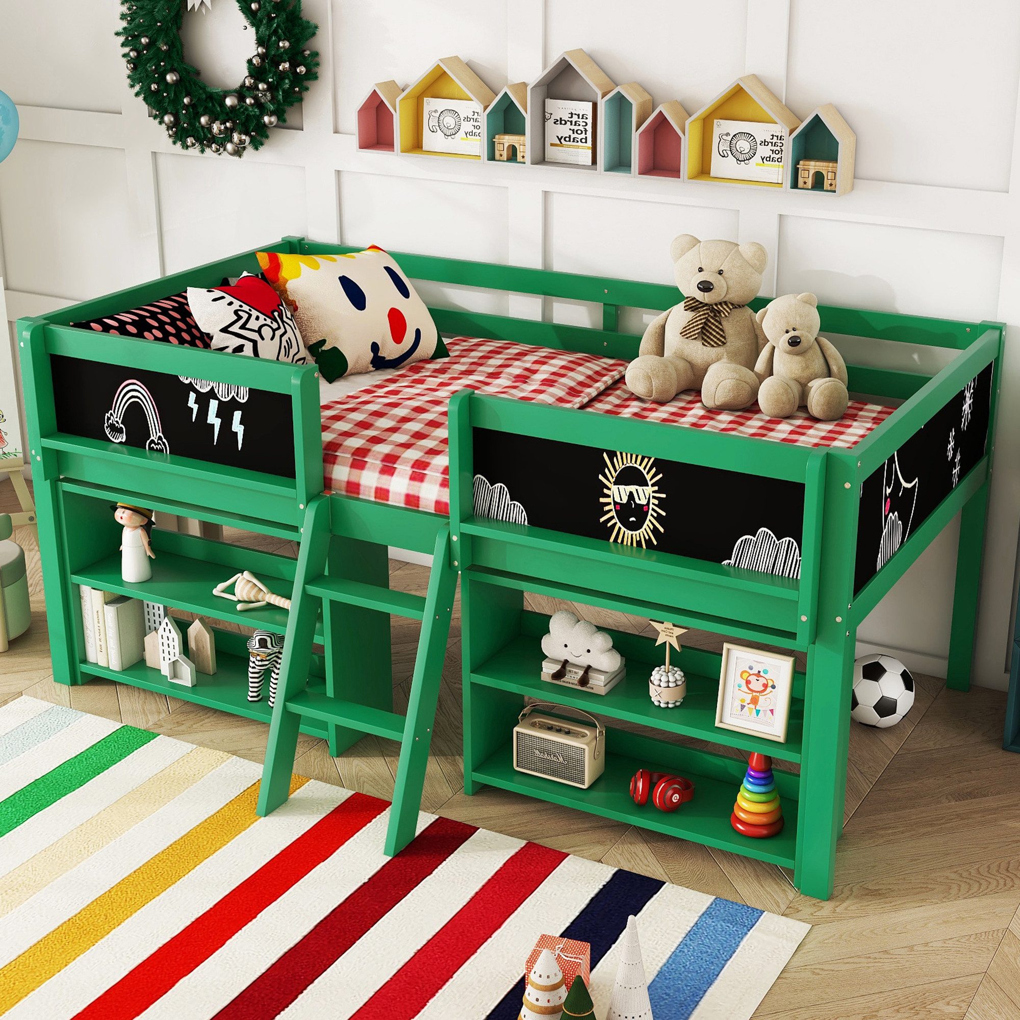 Flieks Hochbett Halbhohes Bett Kinderbett 90x200cm günstig online kaufen