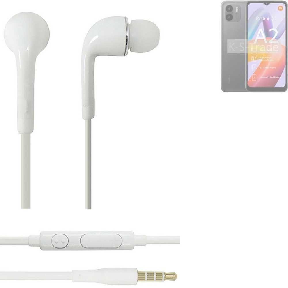 K-S-Trade für Xiaomi Redmi A2 In-Ear-Kopfhörer (Kopfhörer Headset mit Mikrofon u Lautstärkeregler weiß 3,5mm)
