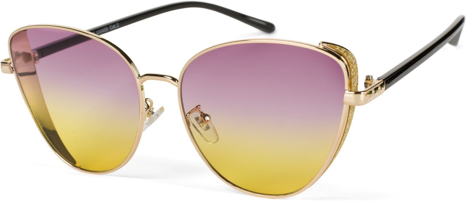 styleBREAKER Gestell (1-St) Gold Verlauf Sonnenbrille / Glas Violett-Gelb Getönt