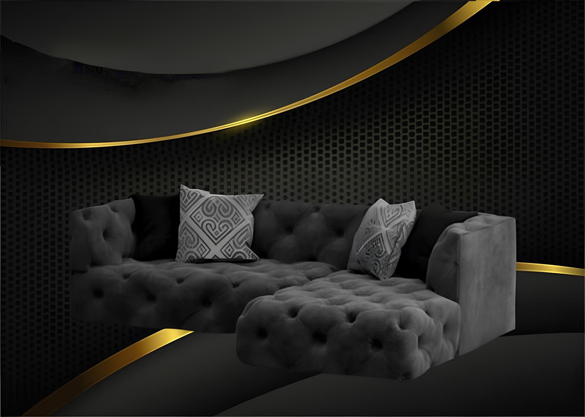 Xlmoebel Chesterfield-Sofa Ecksofa im Chesterfield Stil aus hochwertigem Textil in L-Form, Hergestellt in Europa
